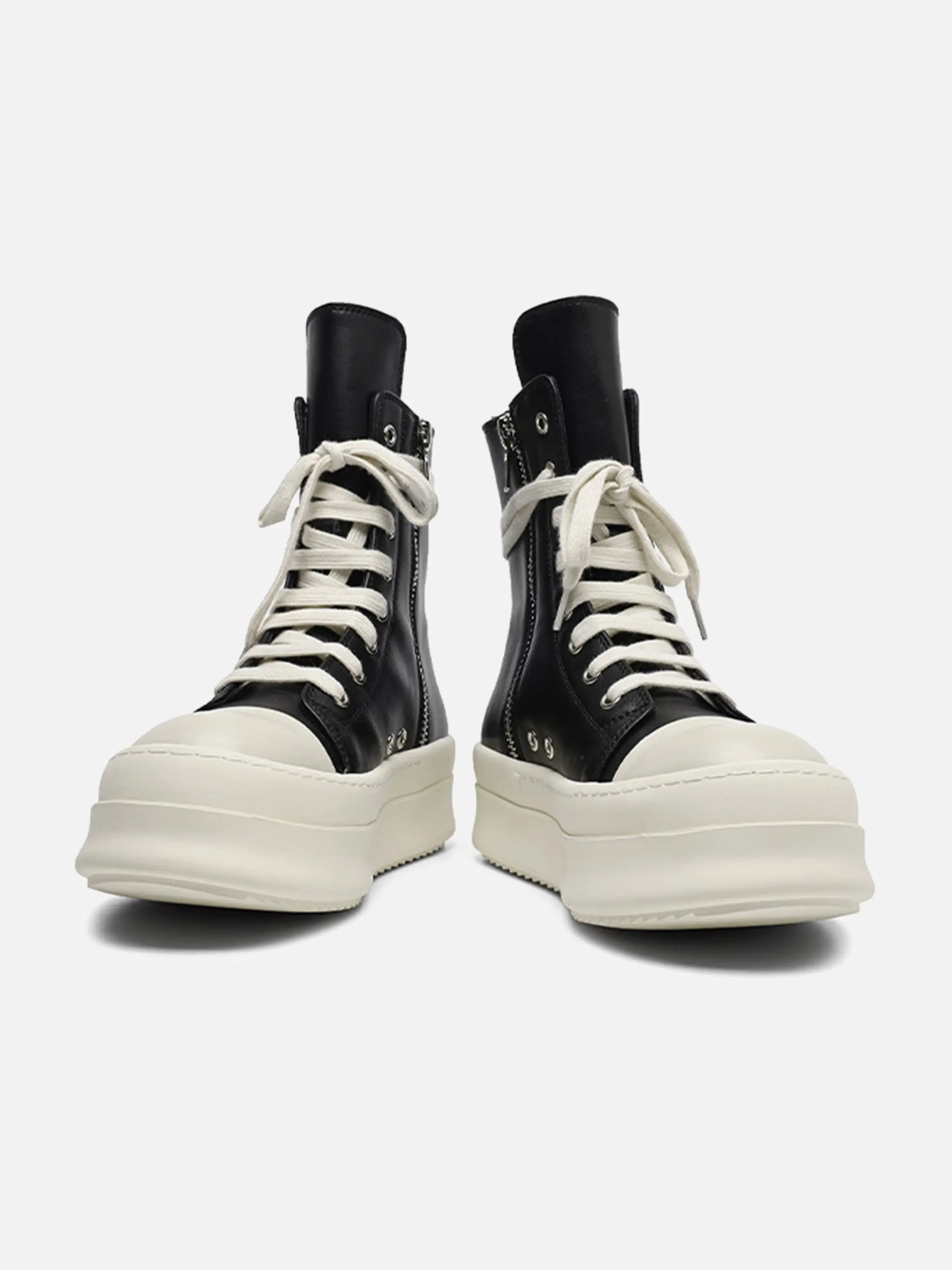 Lace-up High-top Side Zipper Chunky Shoes
