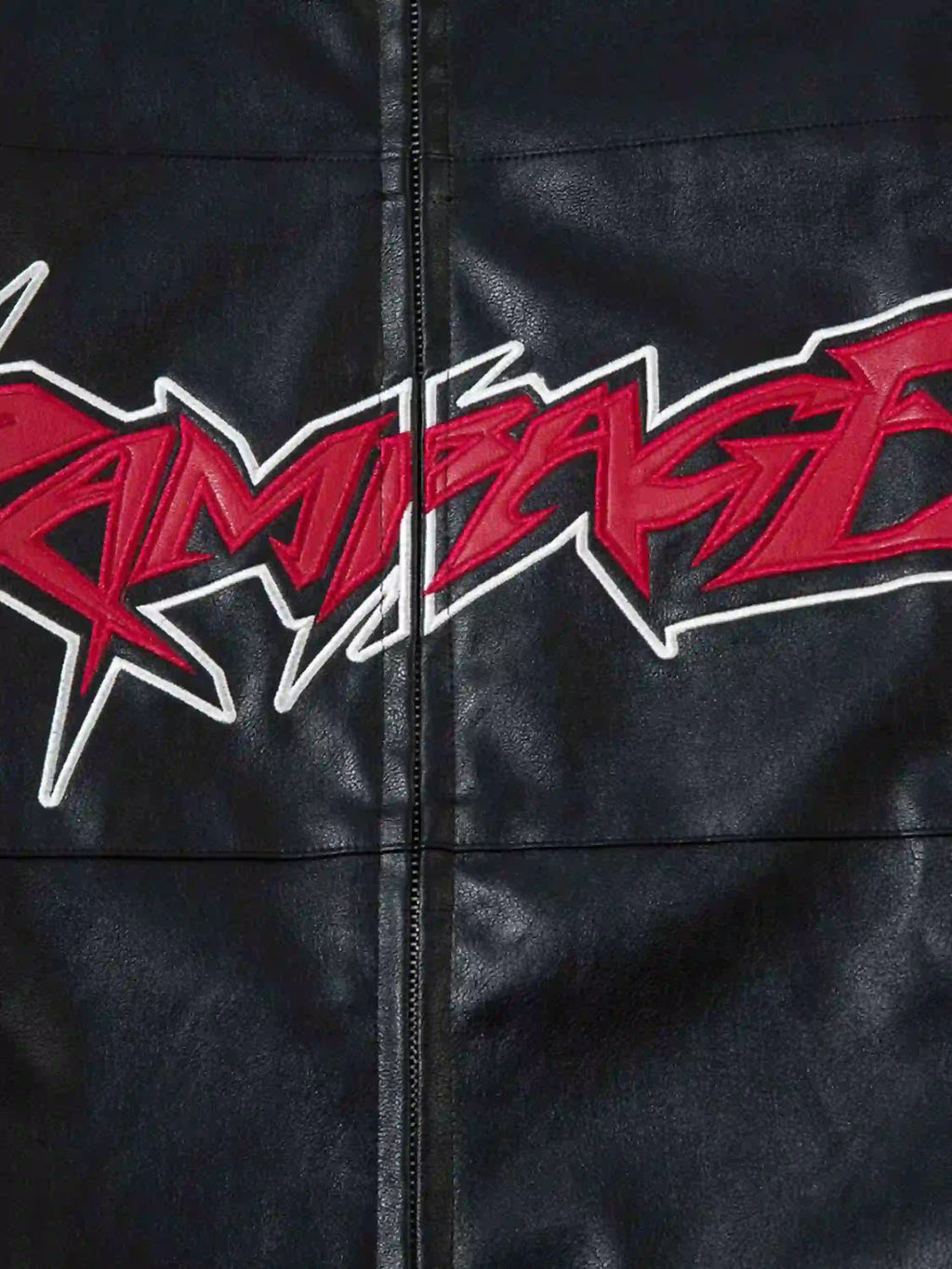 Disguisen Hip-Hop Street Biker Embroidered Leather Jacket
