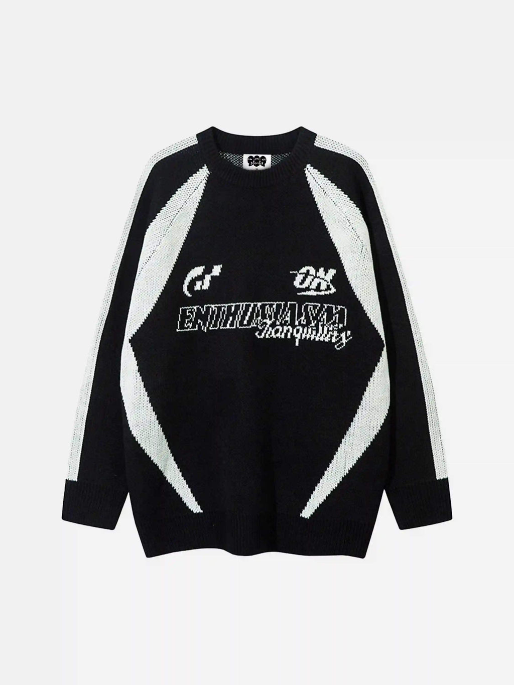 Disguisen Vibe Contrast Color Stitching Crew Neck Sweater