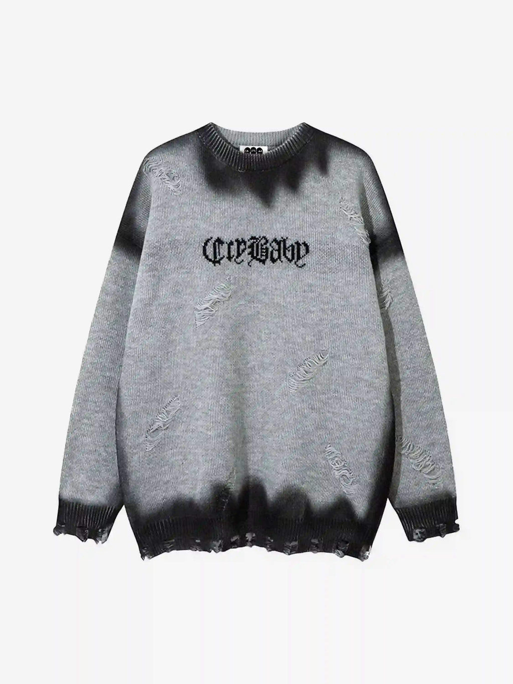 Disguisen High Street Spray-Painted Hole Round Neck Sweater
