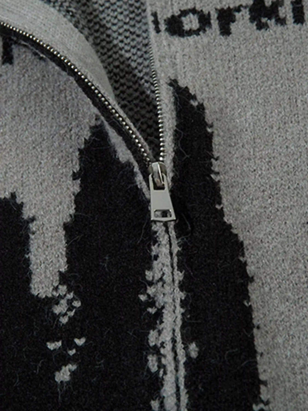 Disguisen High Street Abstract Pattern Zipper Stand Collar Cardigan