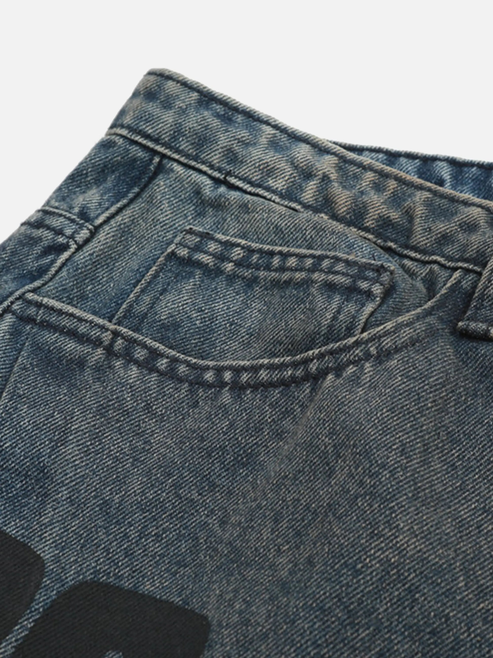 Vintage Number Print Jeans