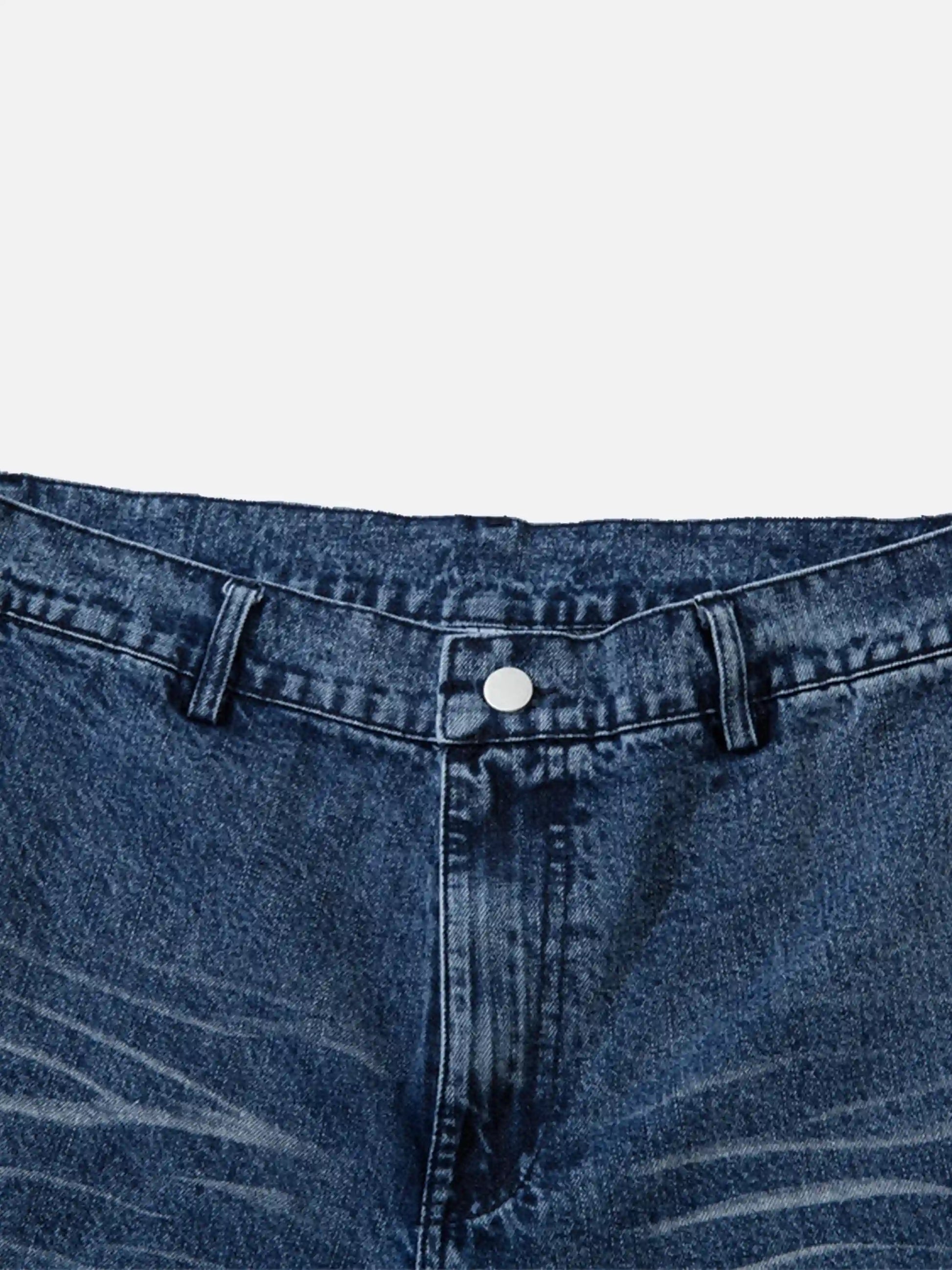 Thorn Print Washed Oversized Jeans