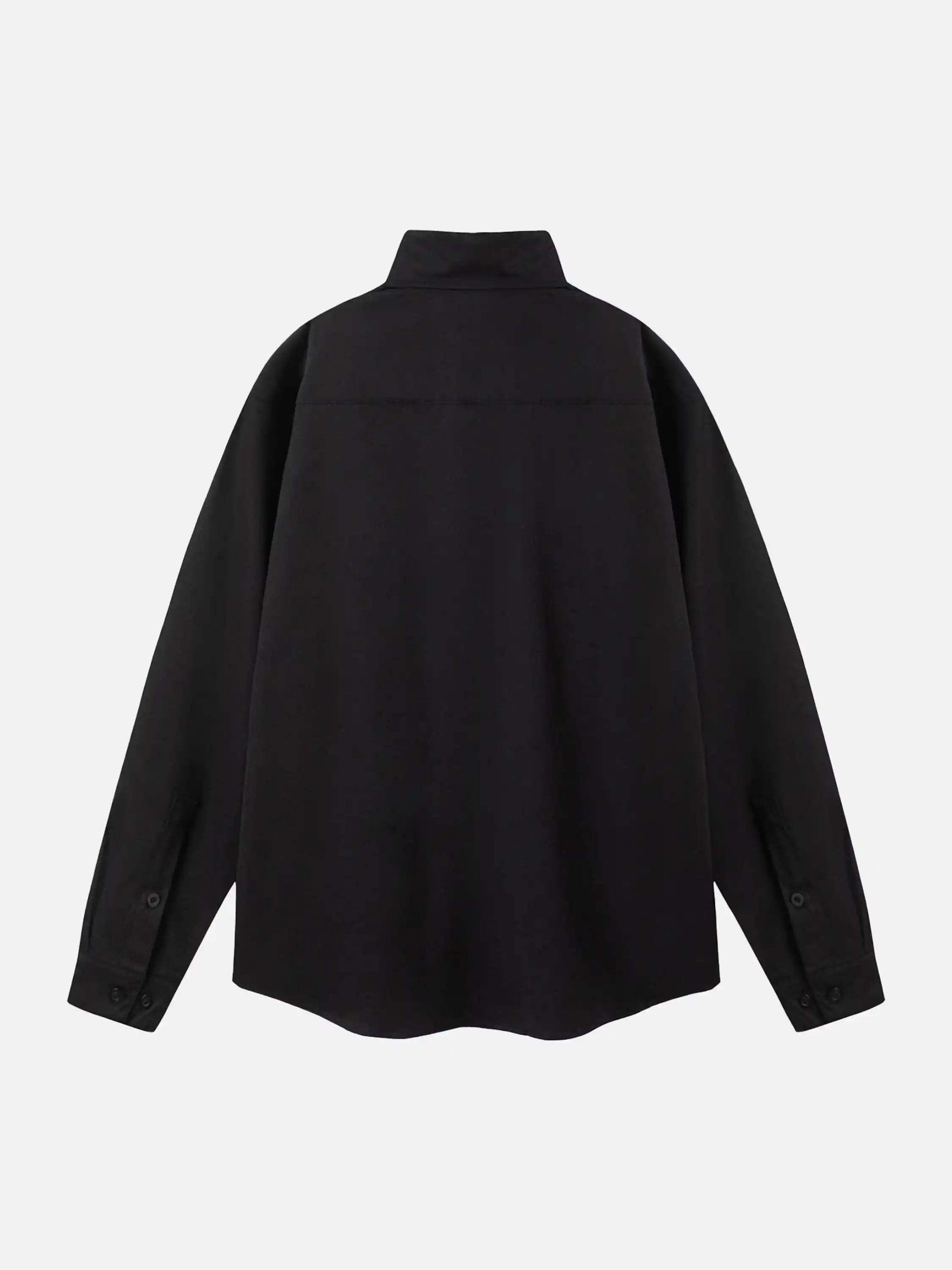 Disguisen Drawing Fun Cartoon Lapel Long Sleeve Shirt