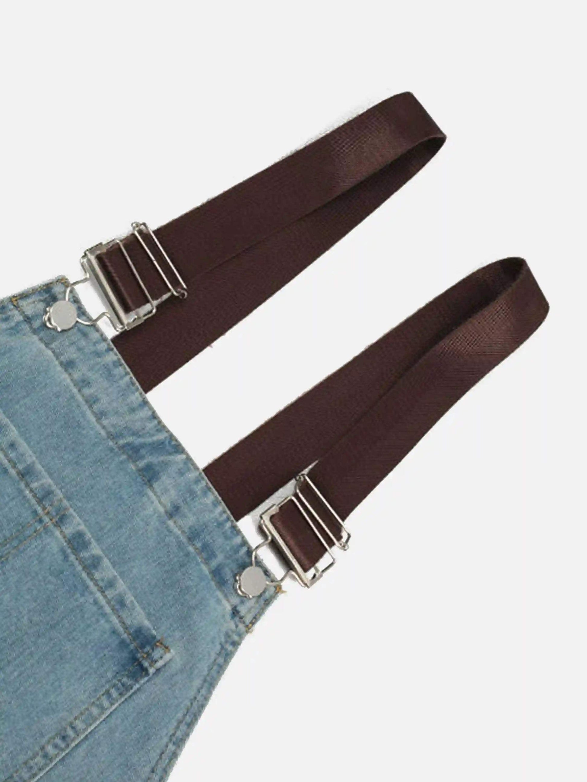 Disguisen Reverse Stitching Overalls Wide-Leg Denim Jeans