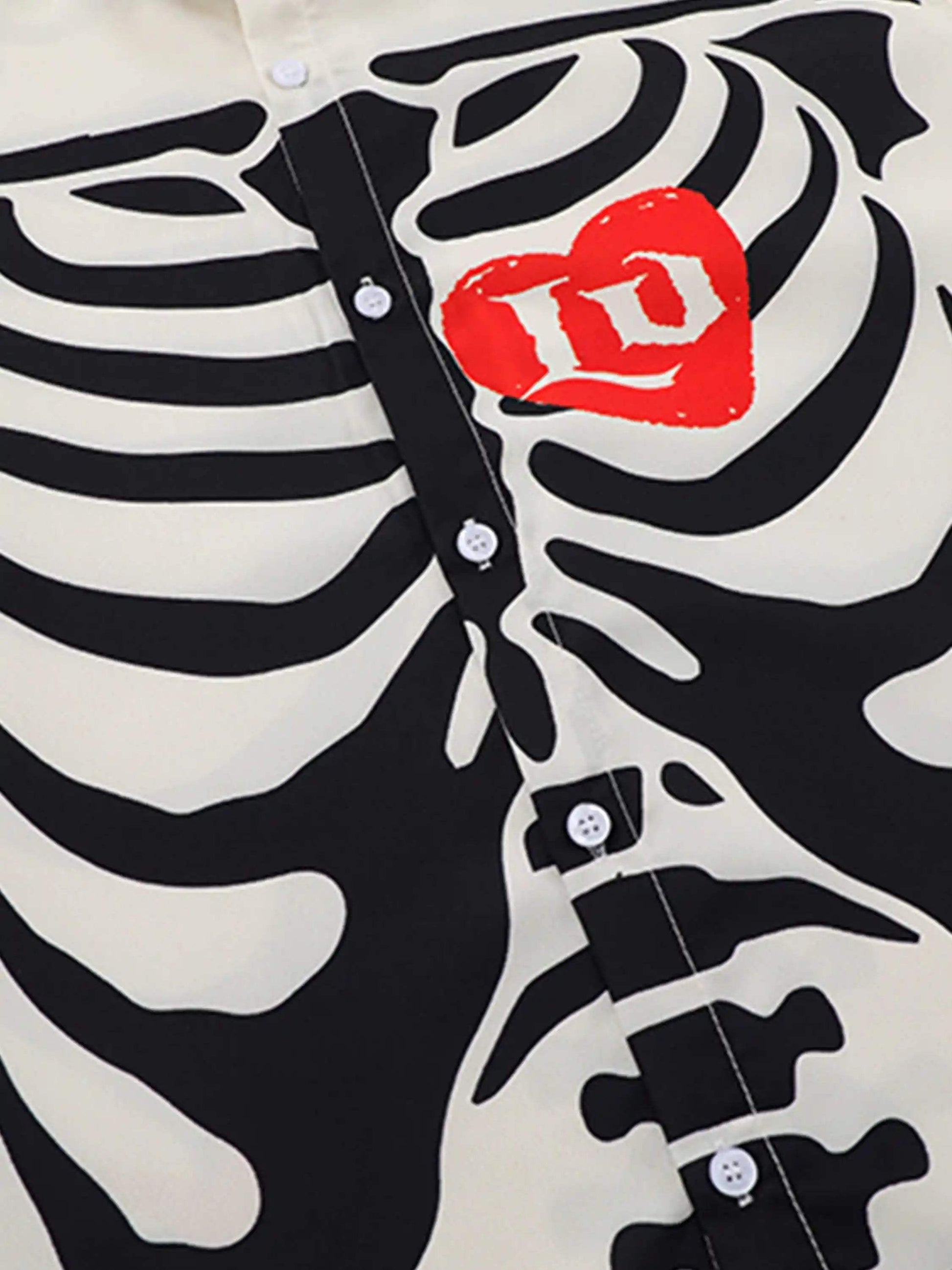 Disguisen Hip Hop Skeleton Print Short Sleeve Shirt