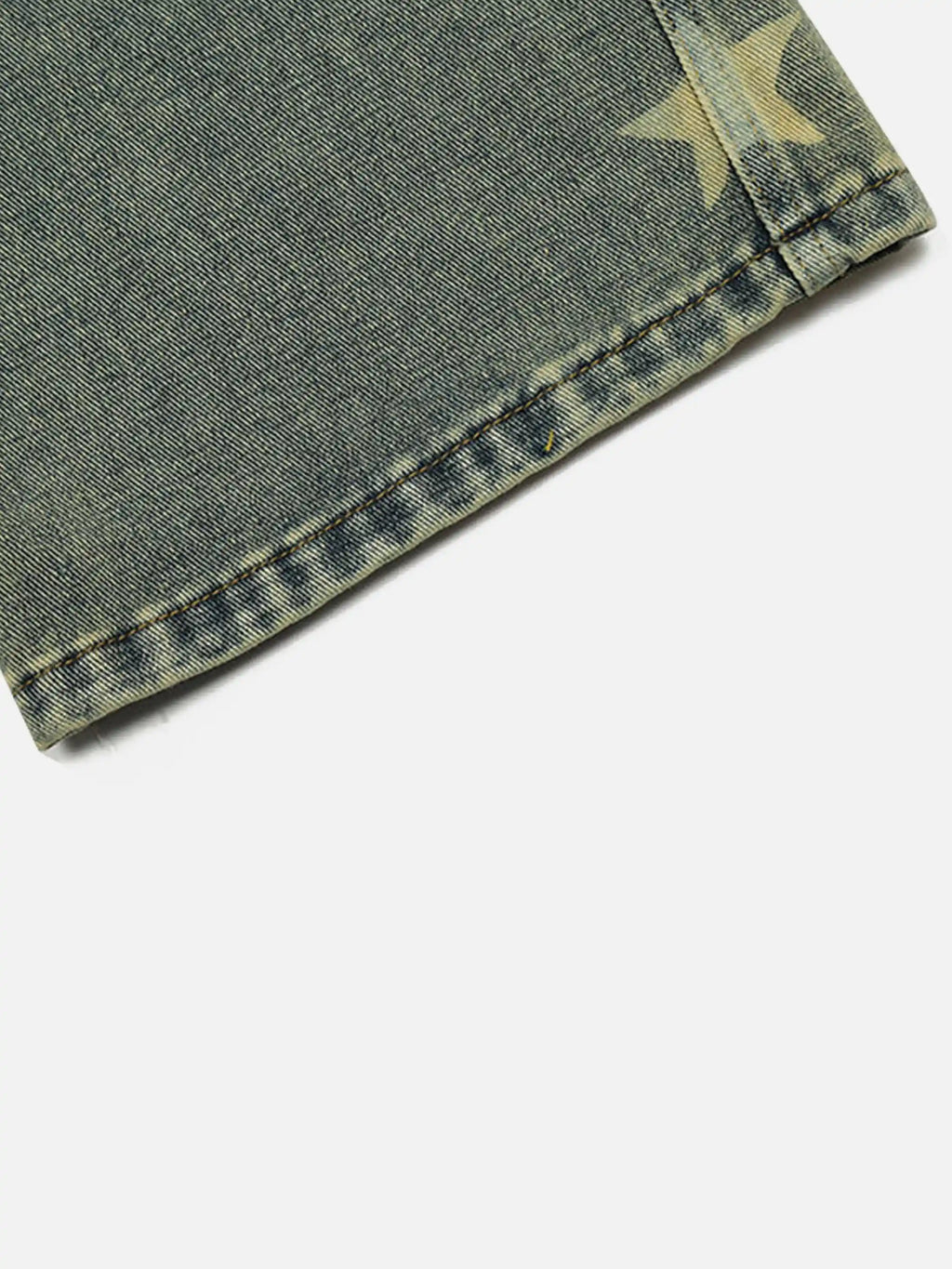Vintage Distressed Star Print Straight-leg Jeans