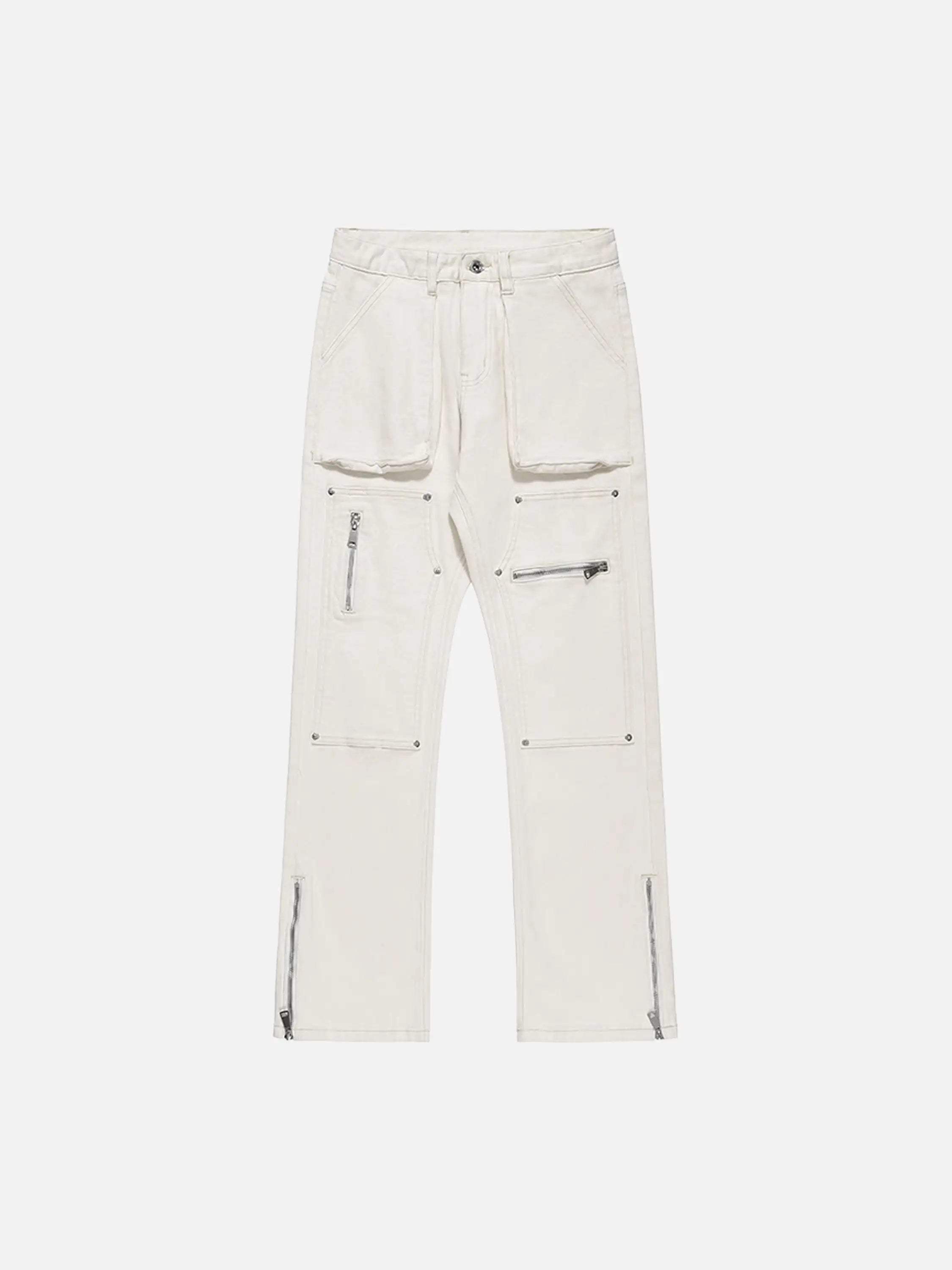 Disguisen High Street Zipper Niche Design Straight Pants