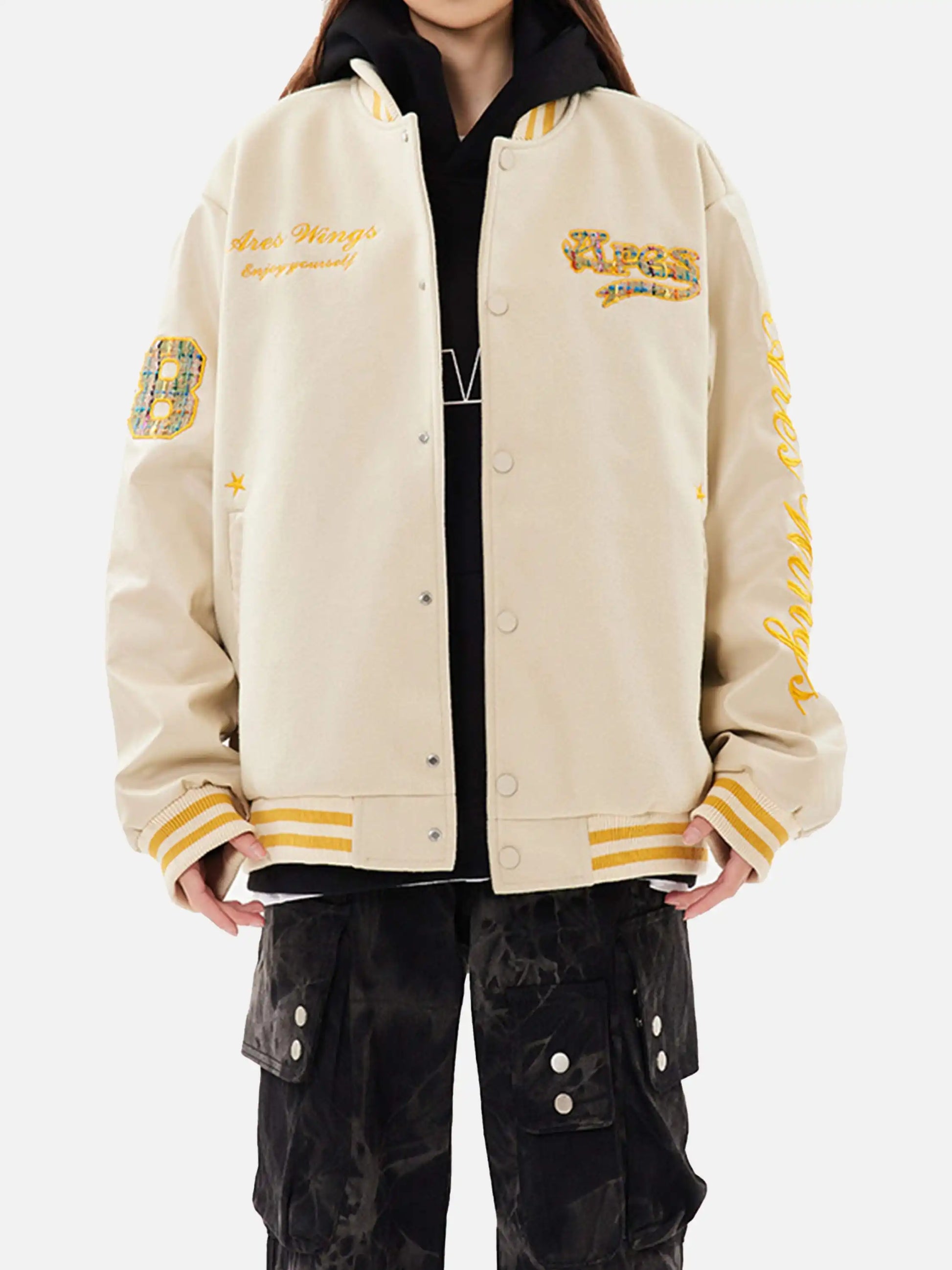 Disguisen American Retro Applique Baseball Jacket