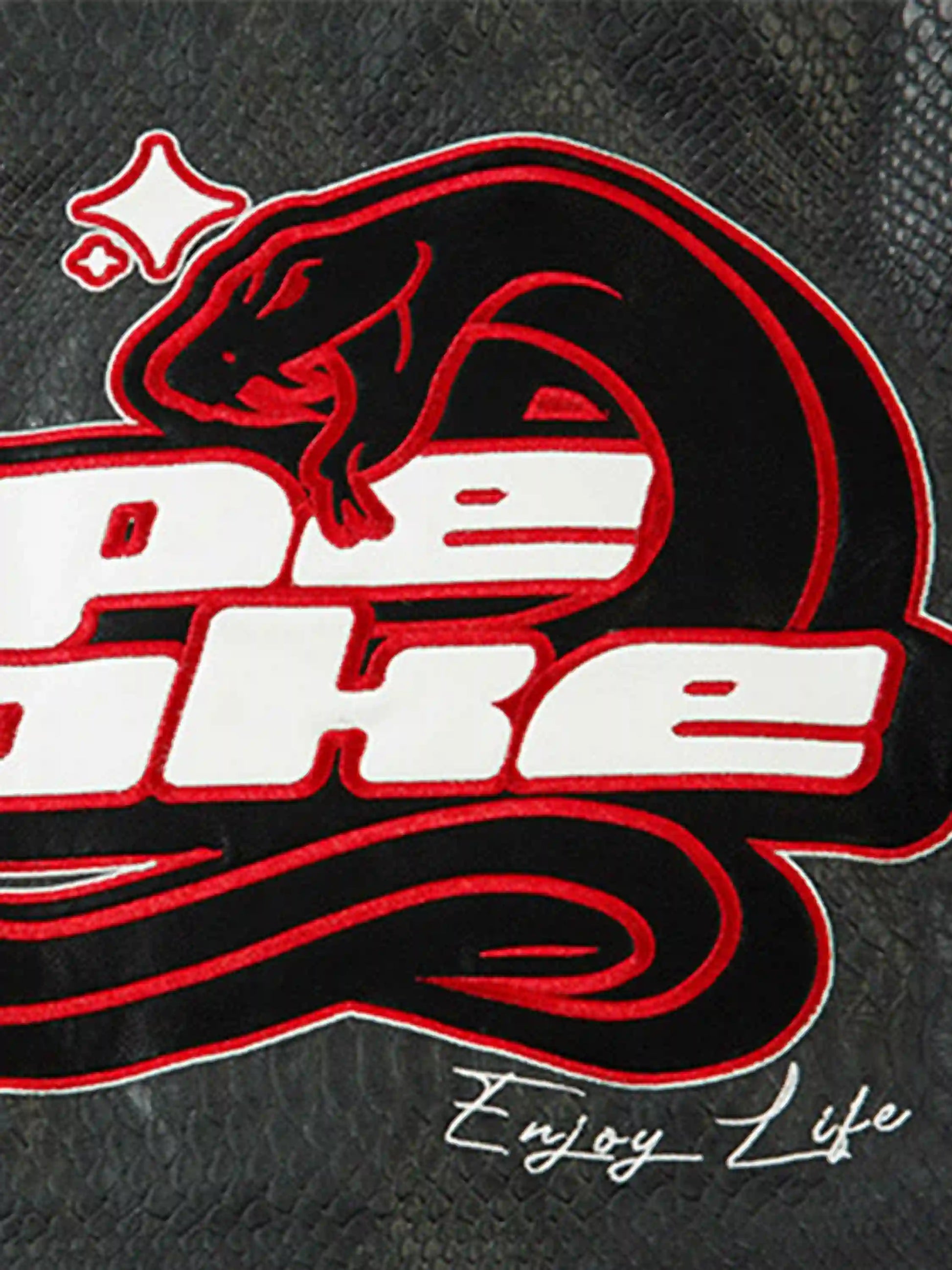 Disguisen American Retro Snakeskin Embroidered Motorcycle Jacket