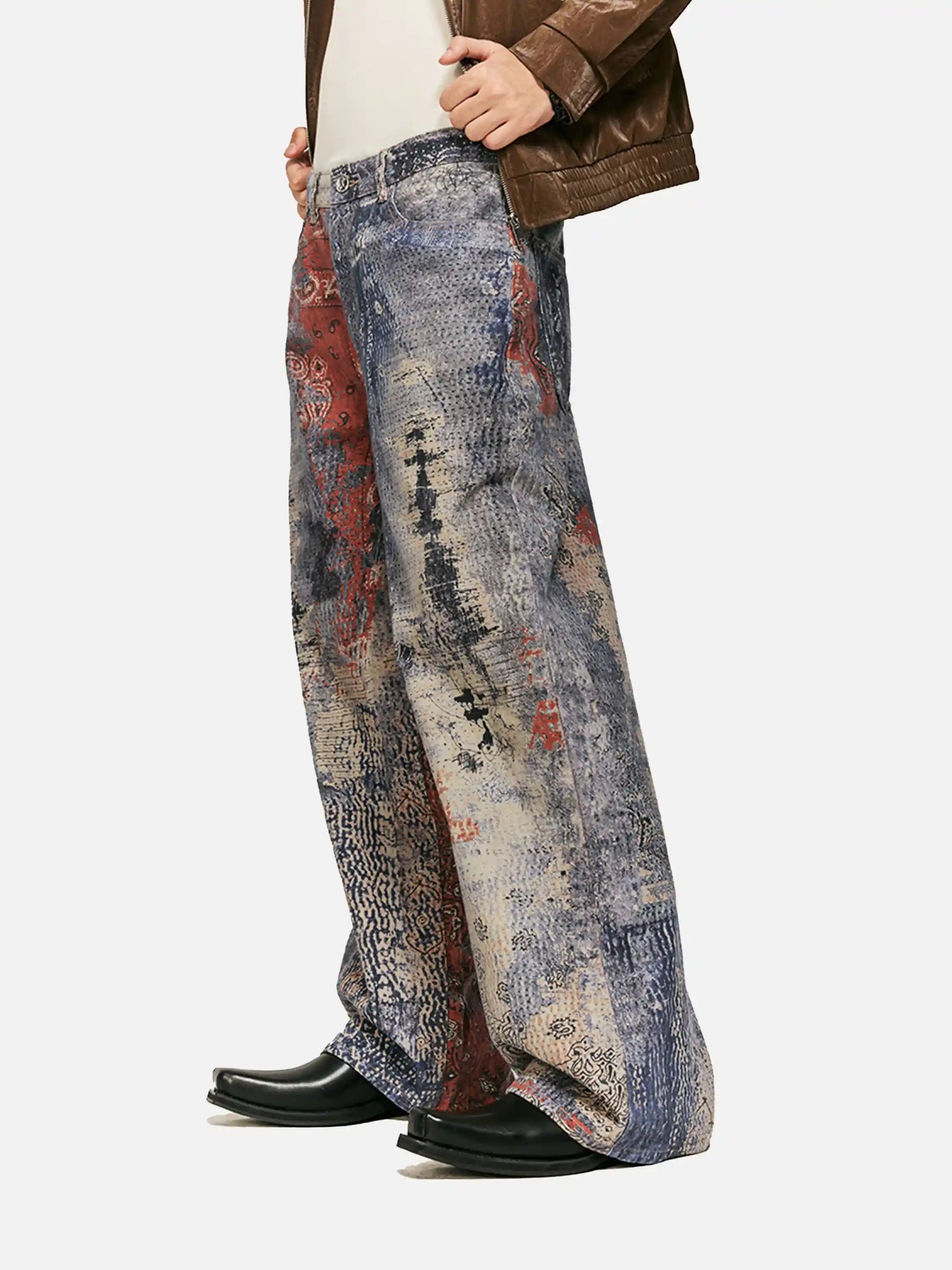 Cashew Flower Digital Printed Imitation Jeans