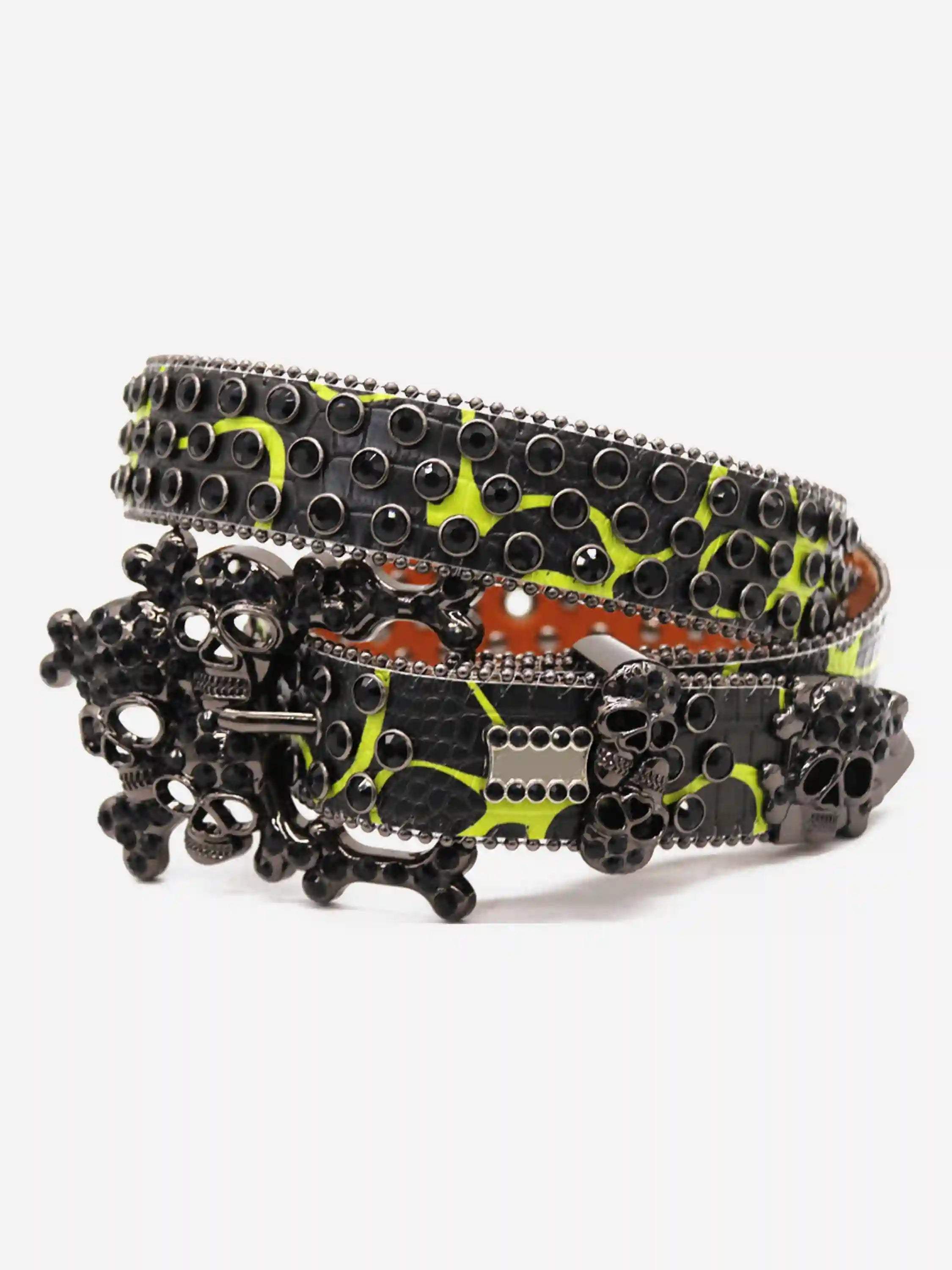 Disguisen Hip Hop Punk Big Skull Rhinestone Belt