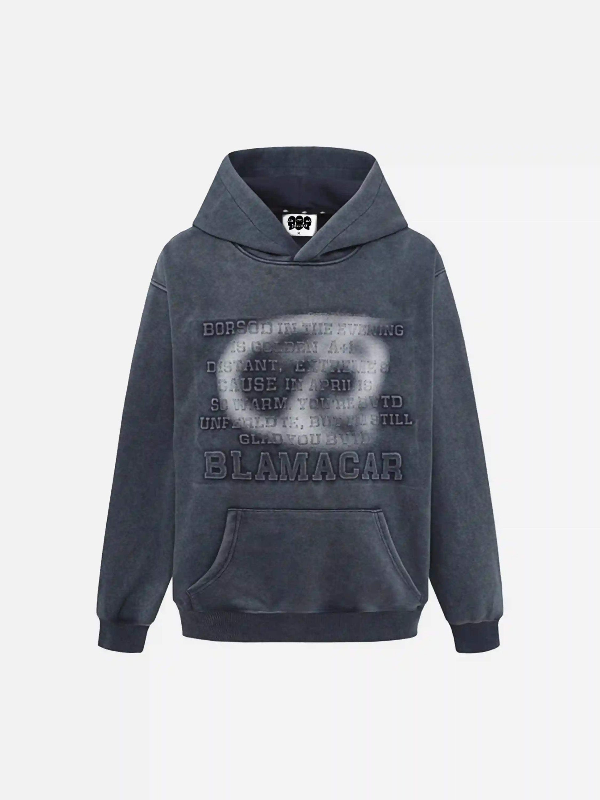 Disguisen Distressed 3D Steel Print Hip-Hop Pullover Hoodie