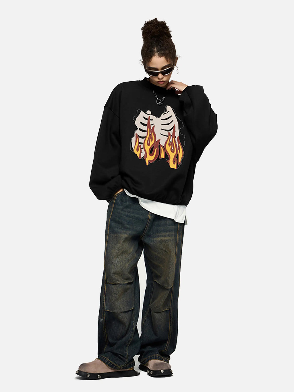 Disguisen Burning Bones Print Sweatshirt