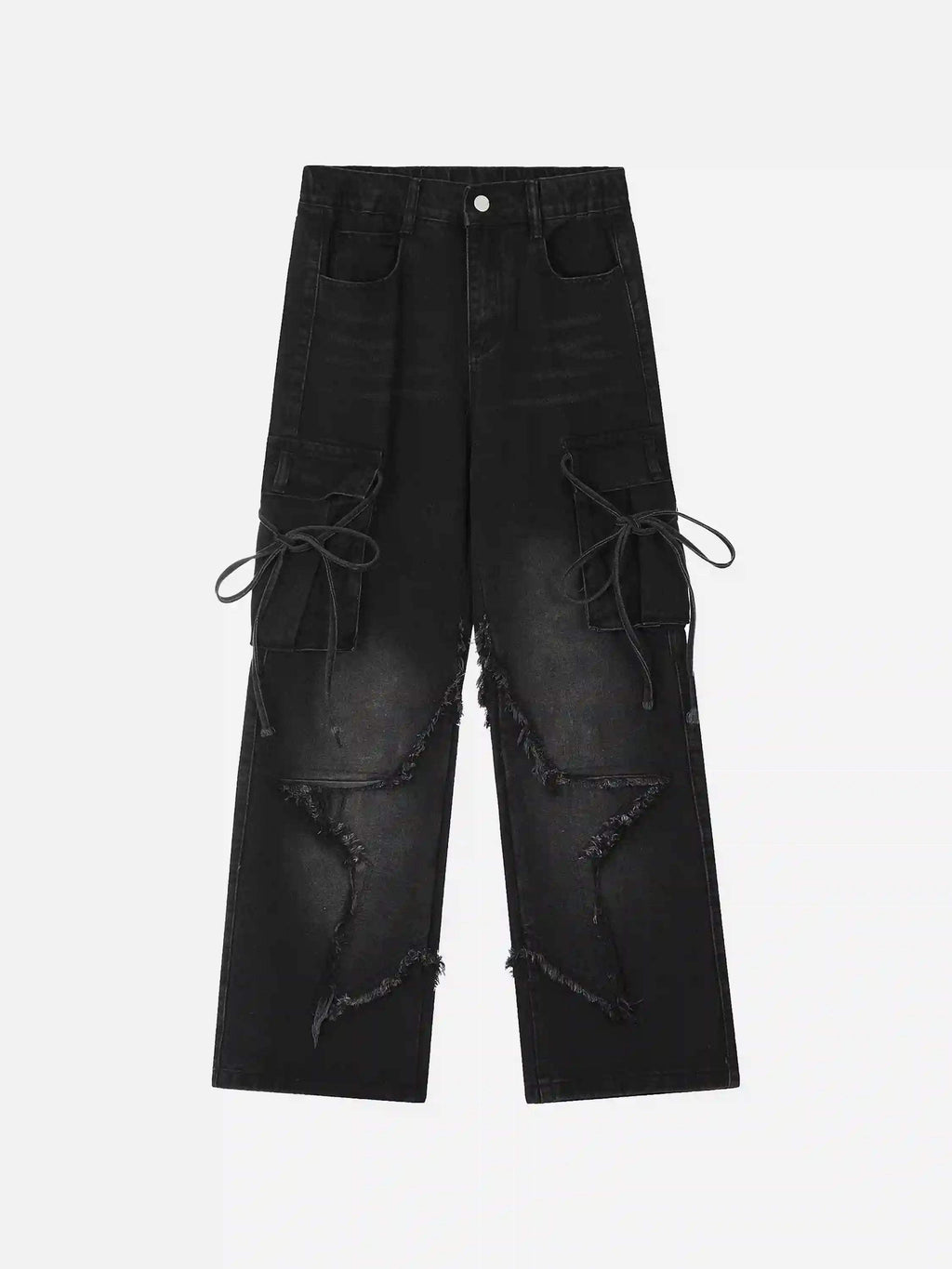 Multi-Pocket Star Patchwork Jeans