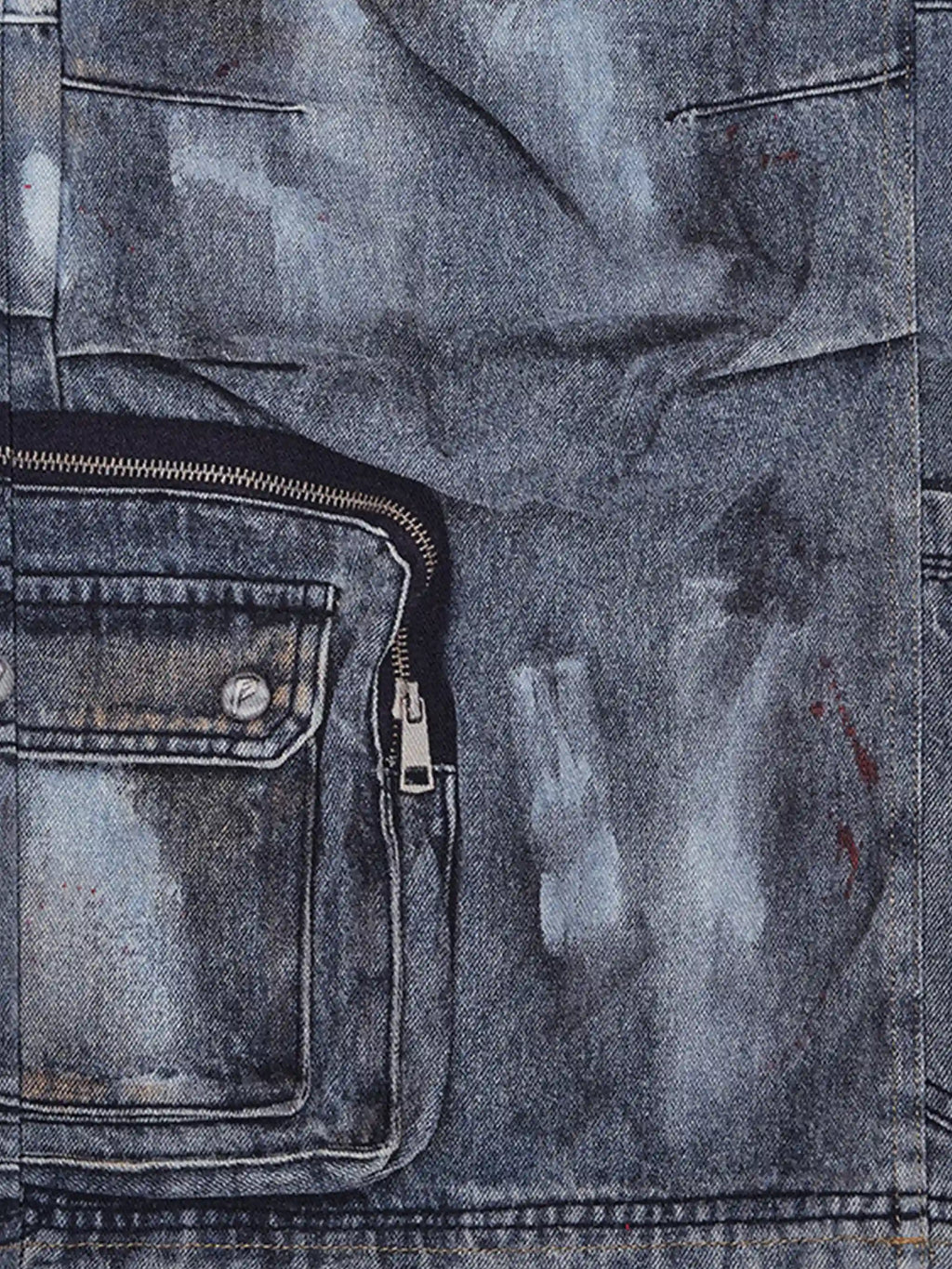 Multi-Pocket Dirty Overalls Jeans