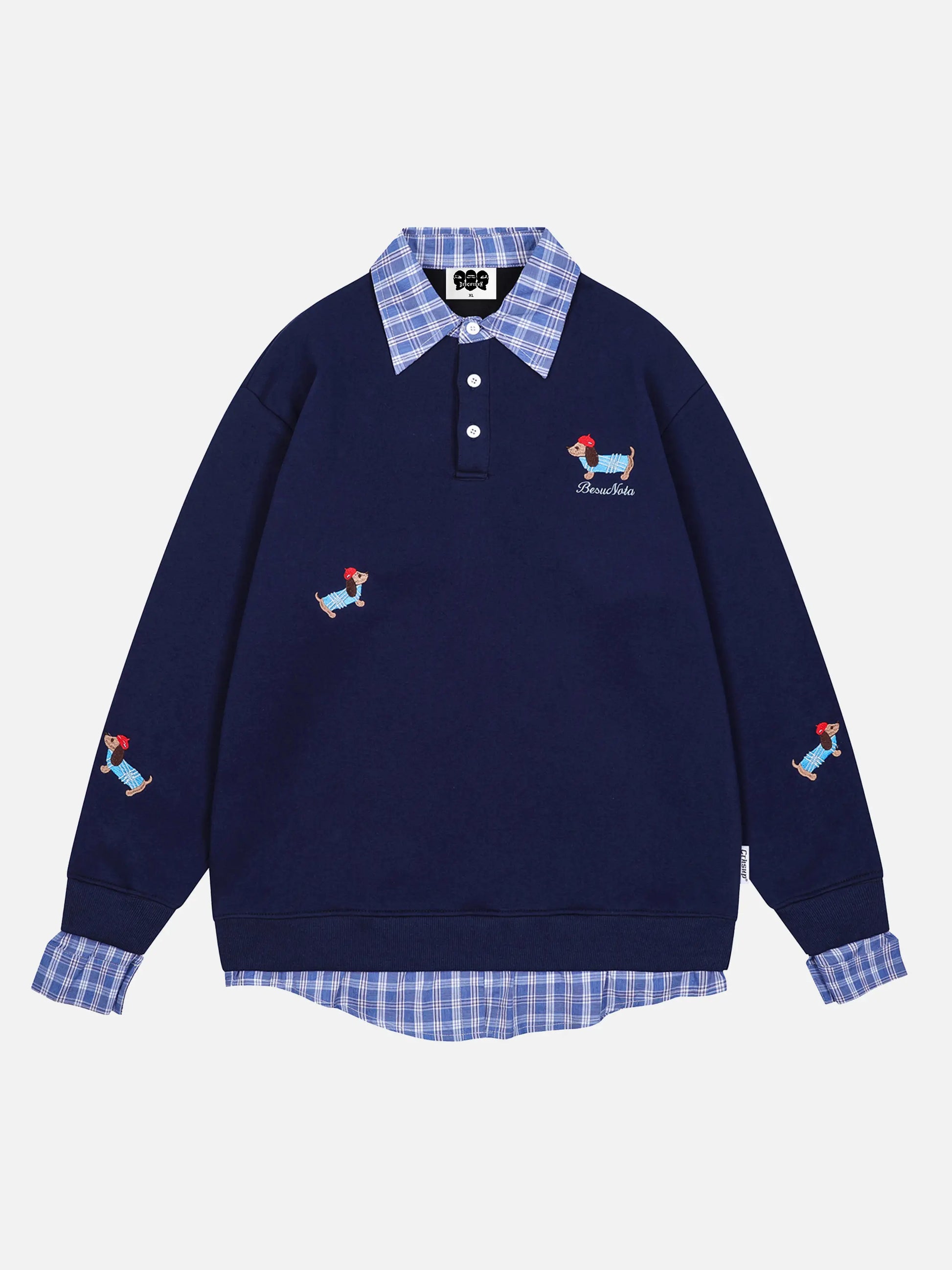 Cartoon Dachshund Embroidered Sweatshirt