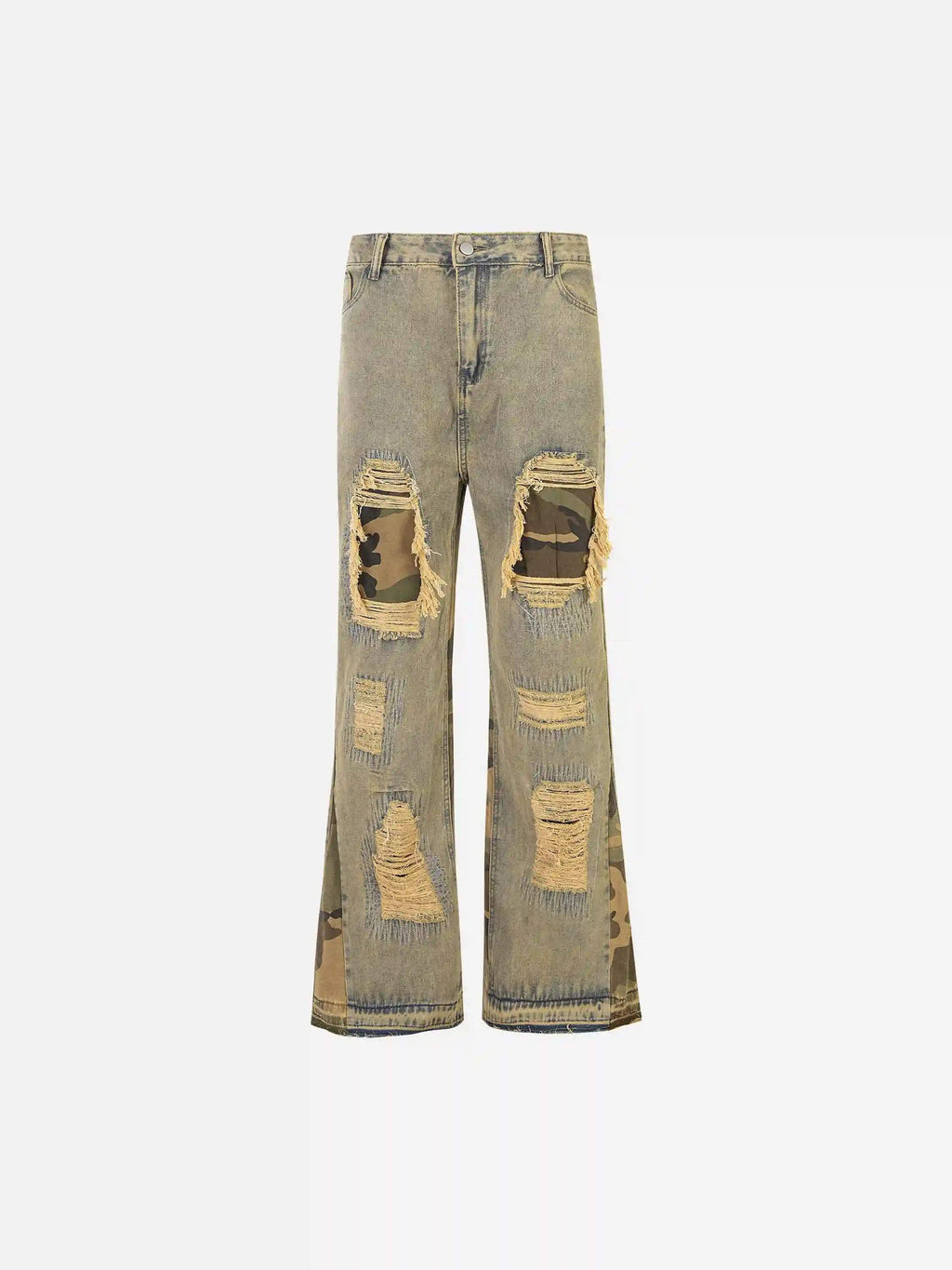 Disguisen Retro Patchwork Camouflage Flared Jeans