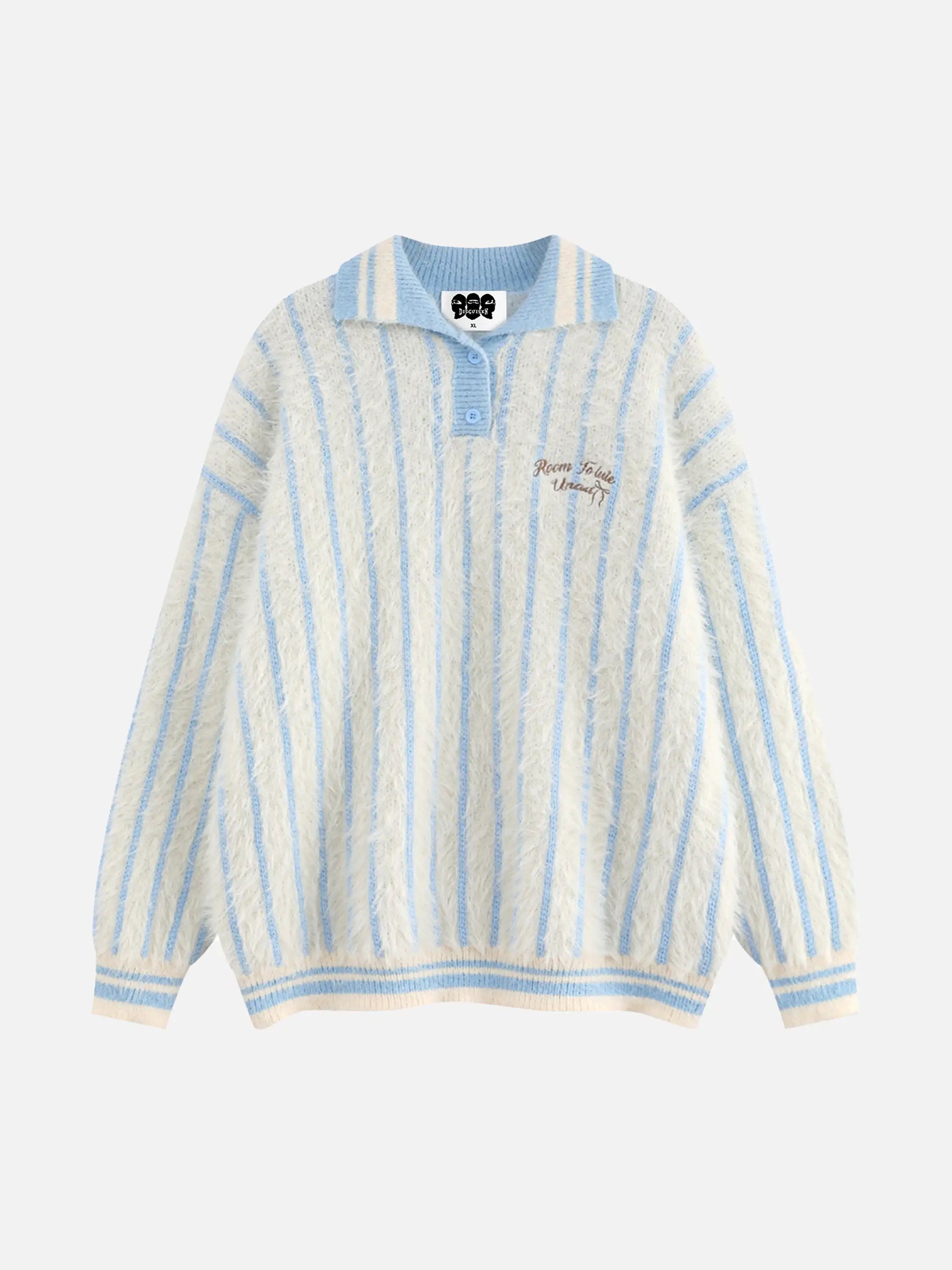 Maglione a righe con colletto polo in mohair Disguisen