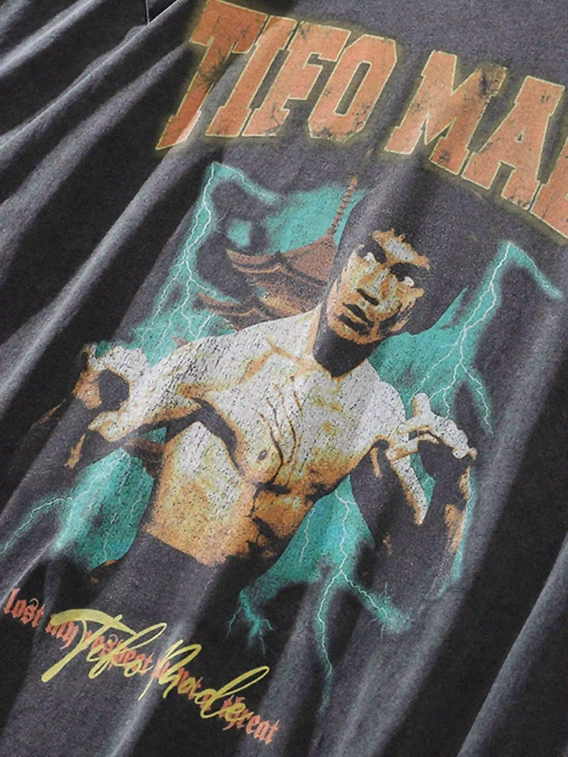 Disguisen Vintage Hip Hop Kung Fu Distressed T-shirt