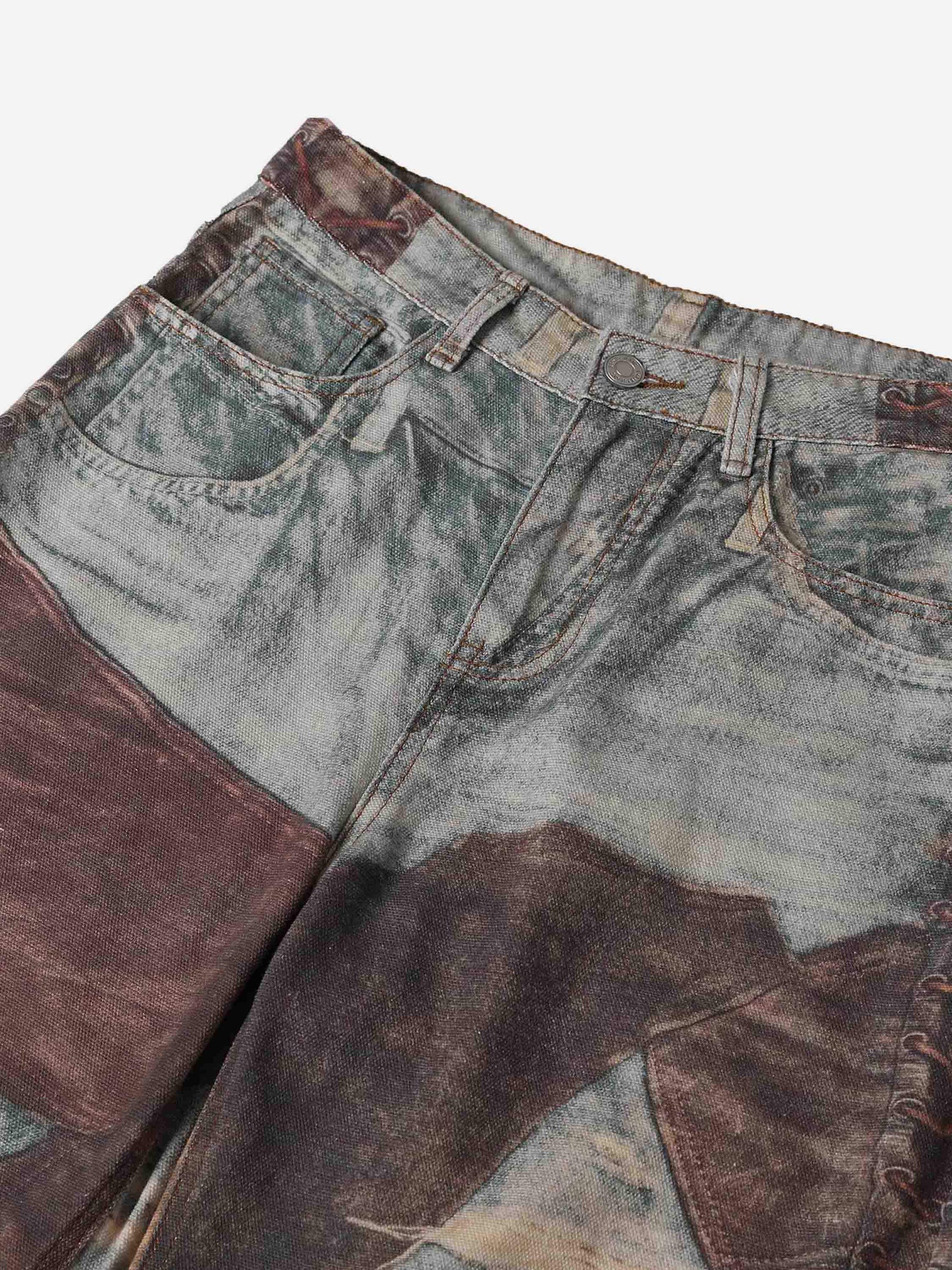 Disguisen High Street Distressed Washed Printed Jeans