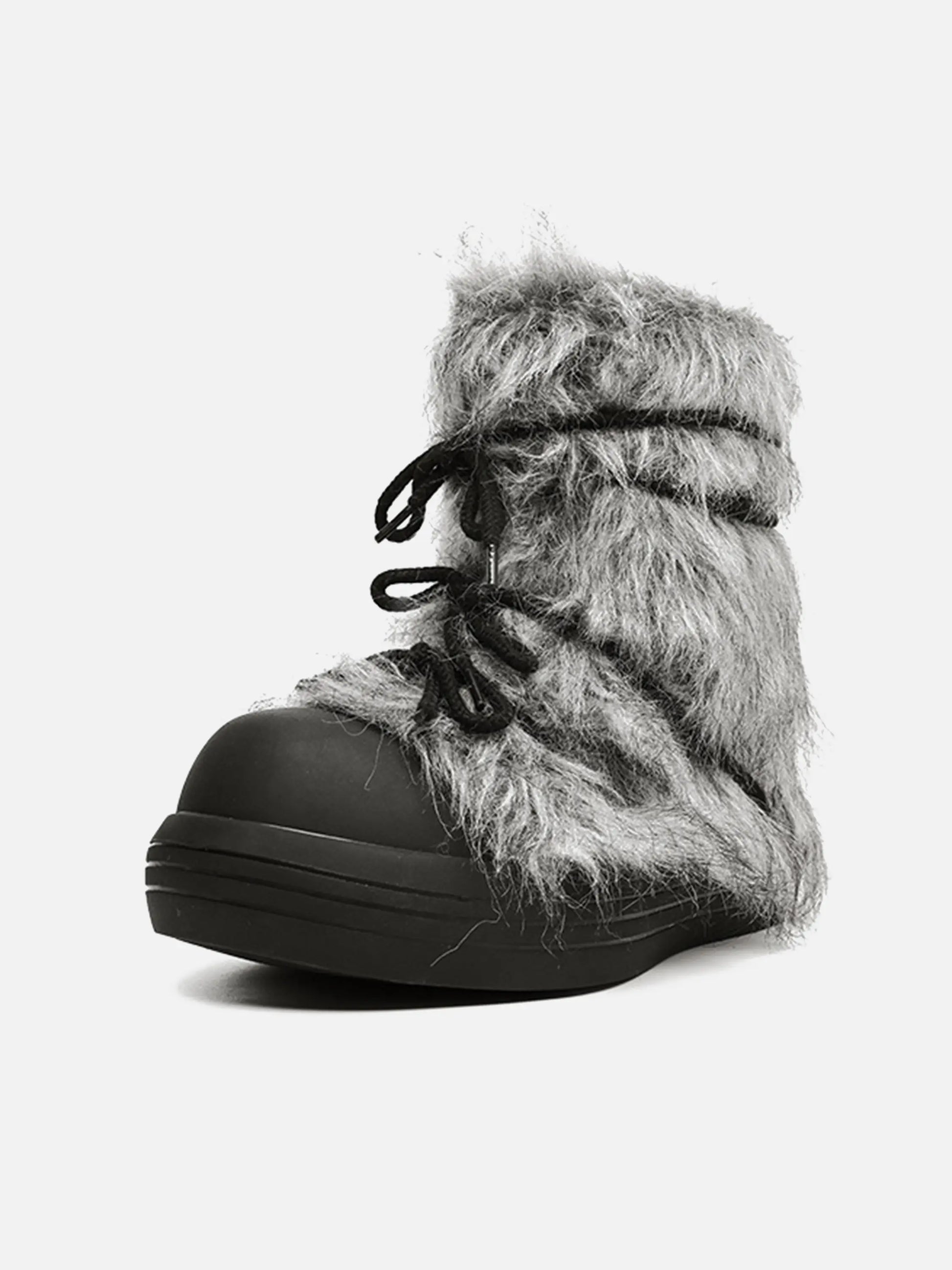 Furry Lace-up Chunky Boots
