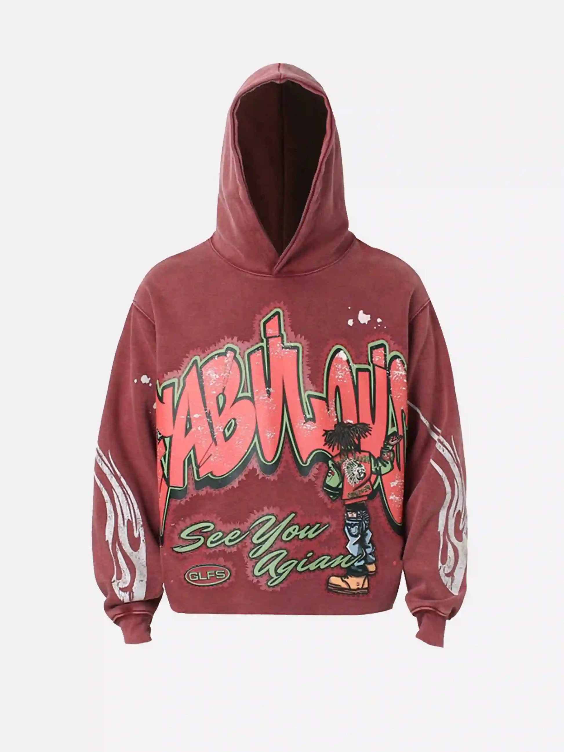 Disguisen American Hip-Hop Graffiti Distressed Hooded Hoodie
