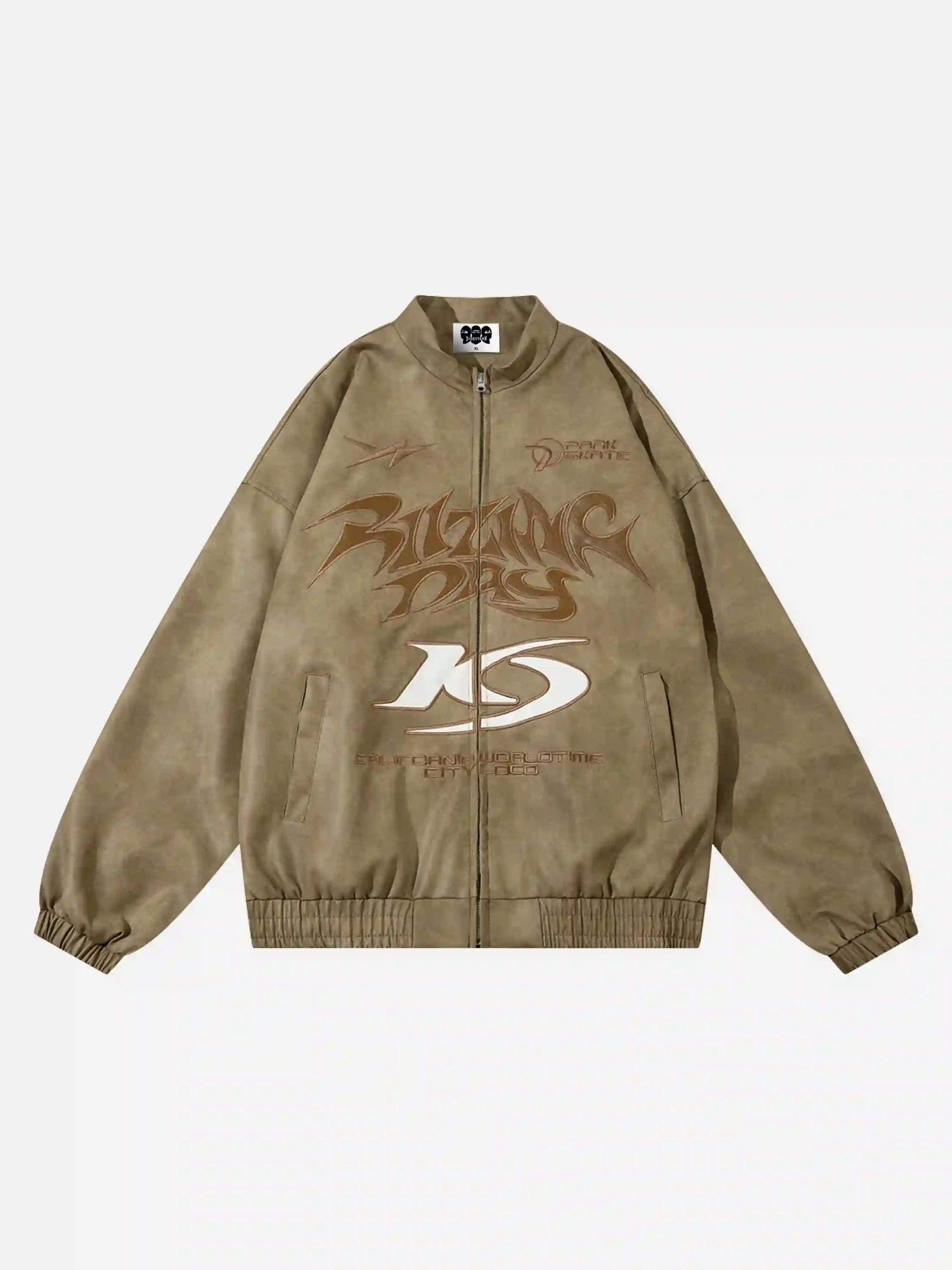 Disguisen Gothic Alphabet Patch Racing Collar Jacket