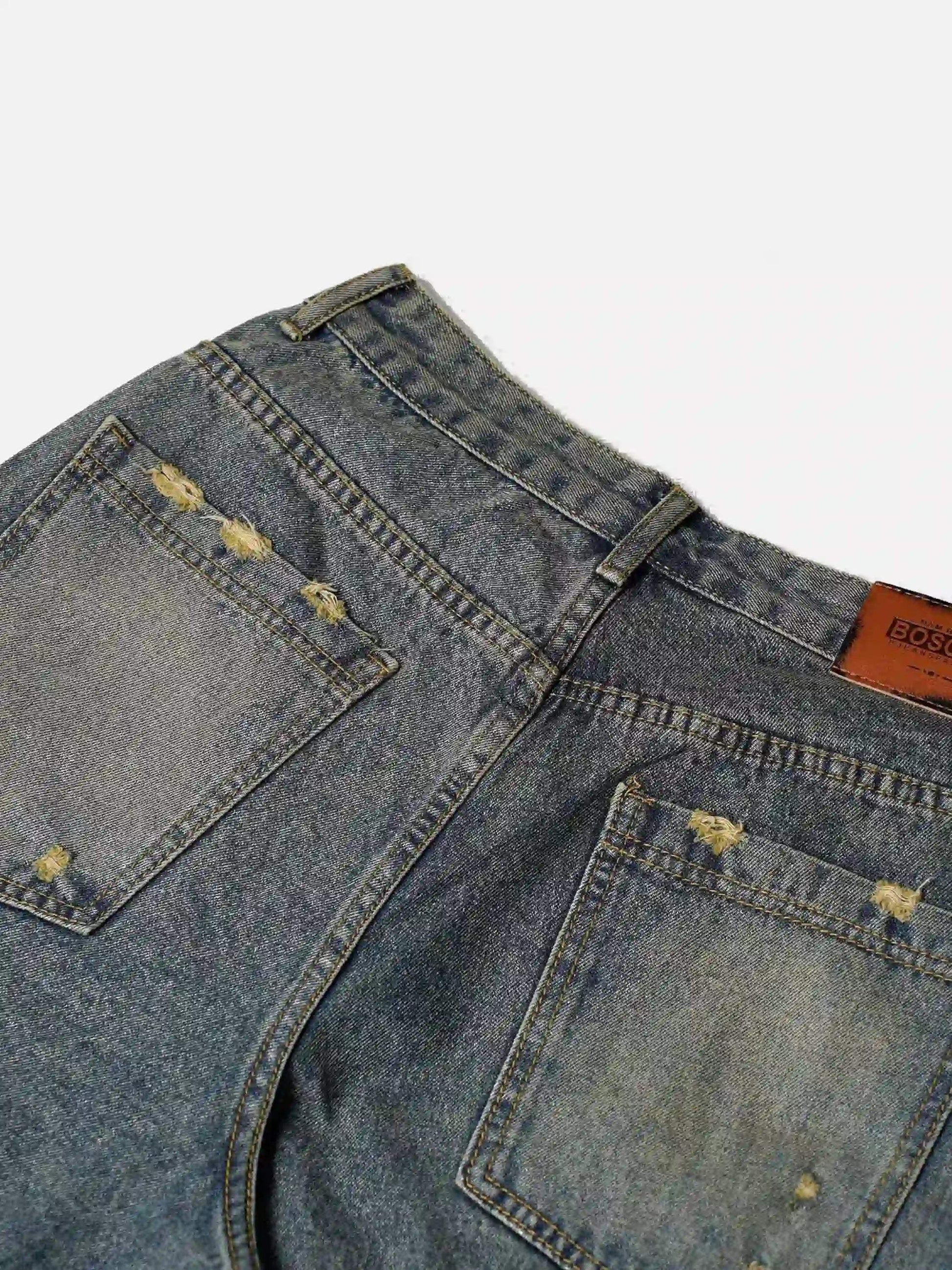 Disguisen Clean Fit Whisker Patchwork Cropped Denim Jorts