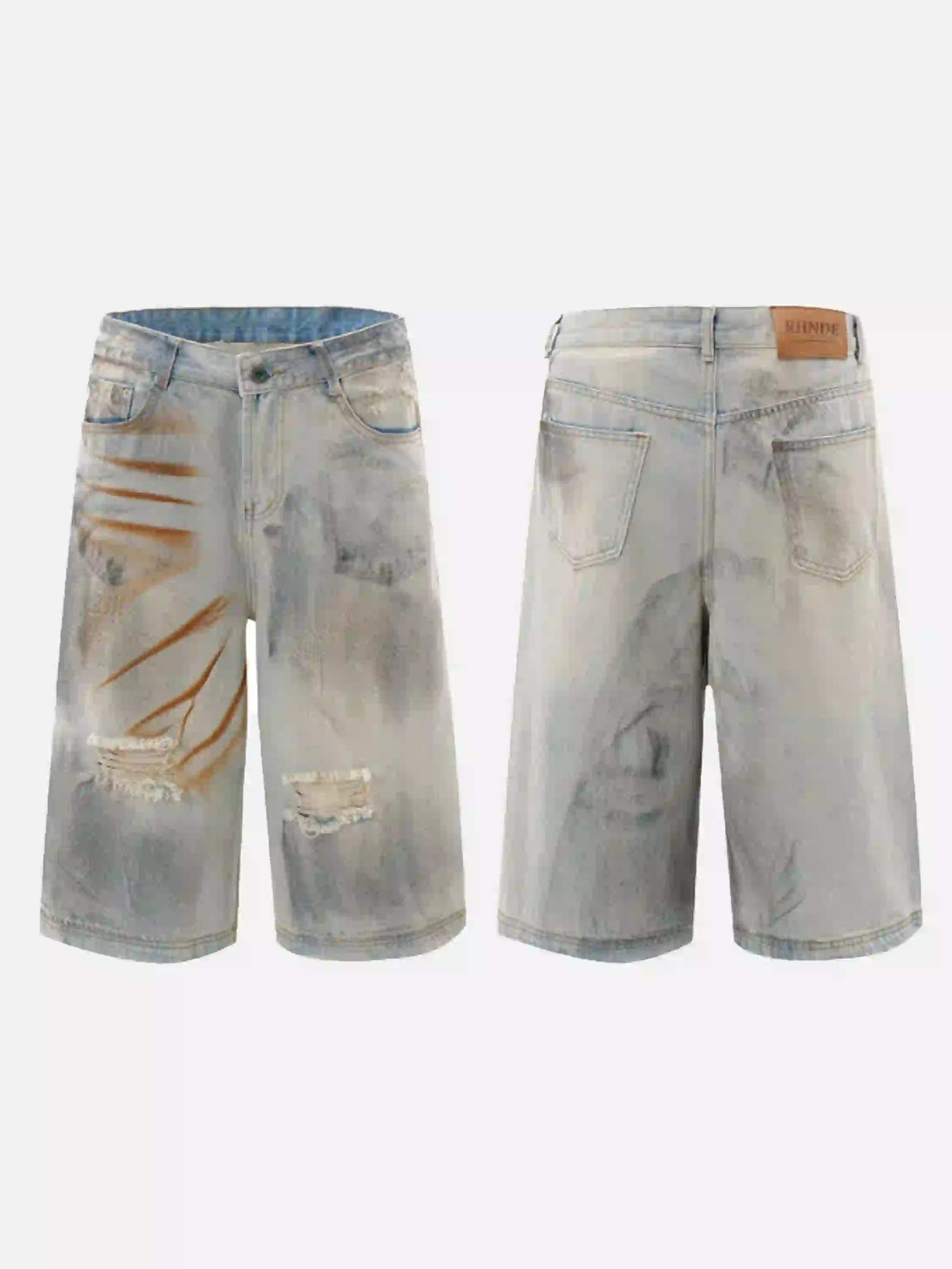Disguisen High Street Yellow Mud Dyed Denim Shorts