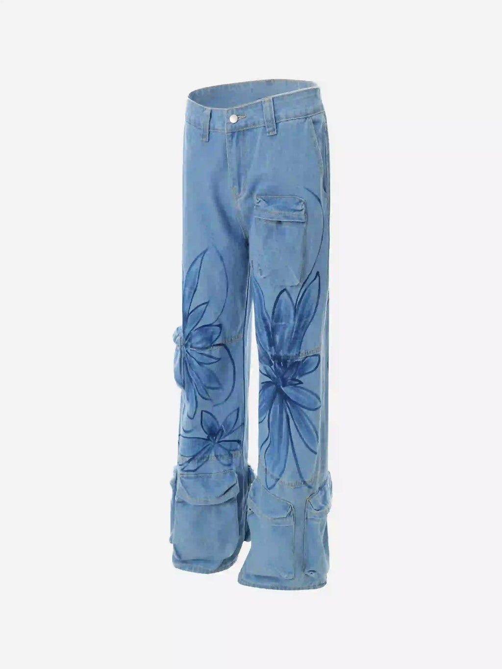 Disguisen Street Hand-Painted Graffiti Wide-Leg Jeans
