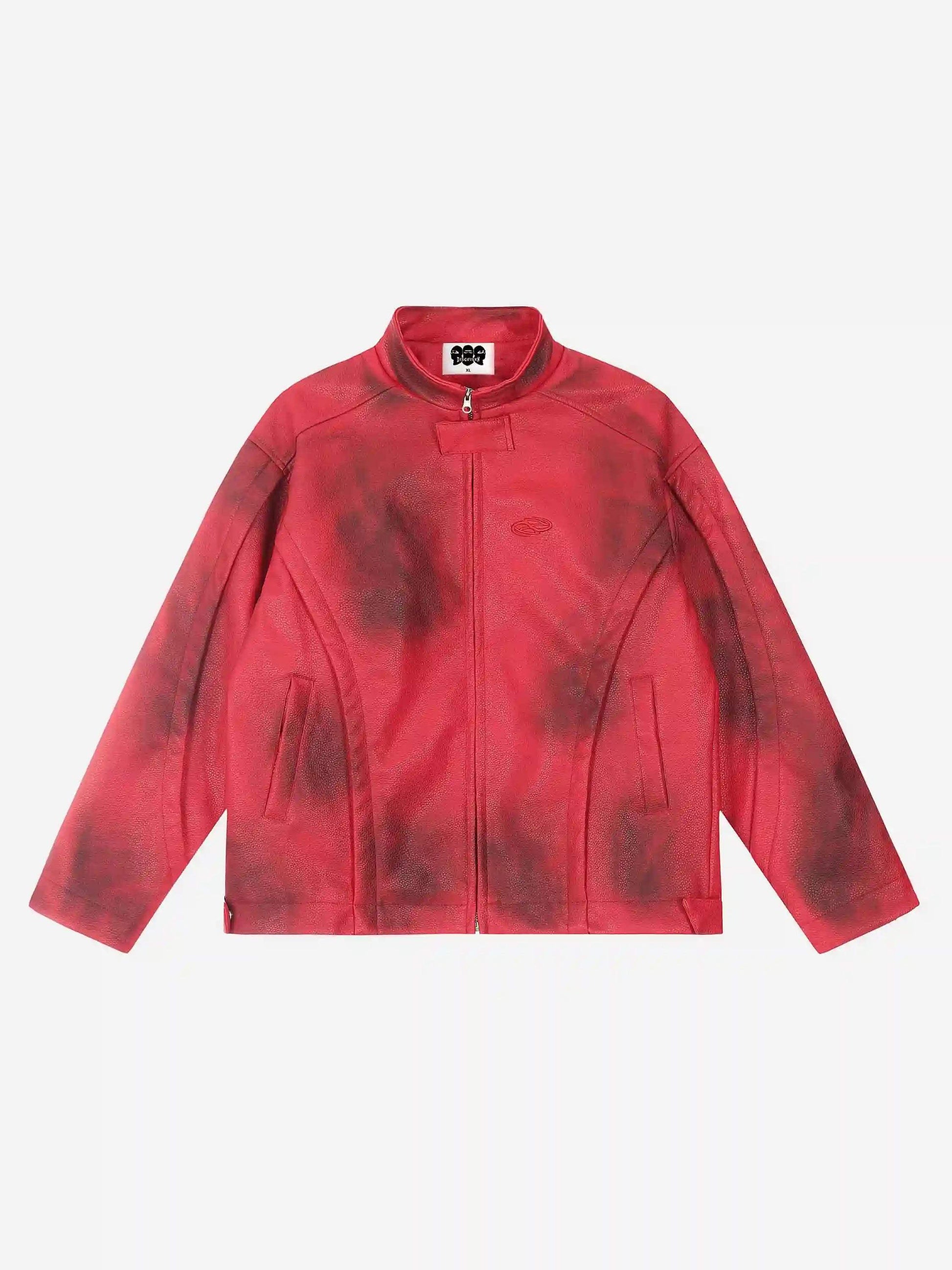 Disguisen American Style 3D Embroidery Spray Color Motorcycle Jacket