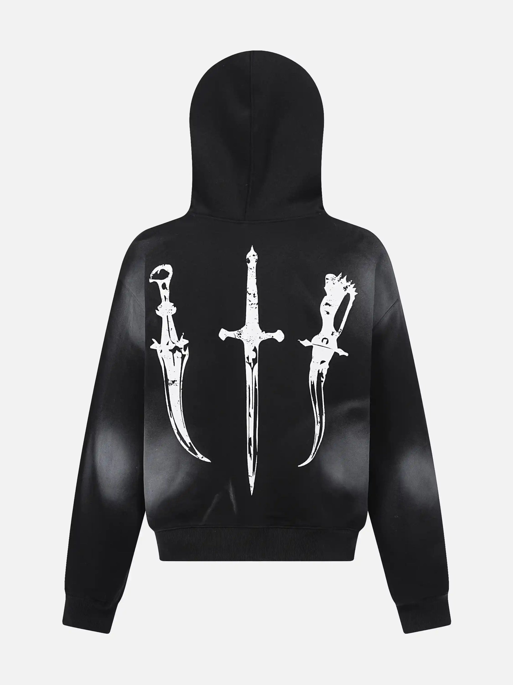 Character Print Fur Collar Zip-Up Hoodie