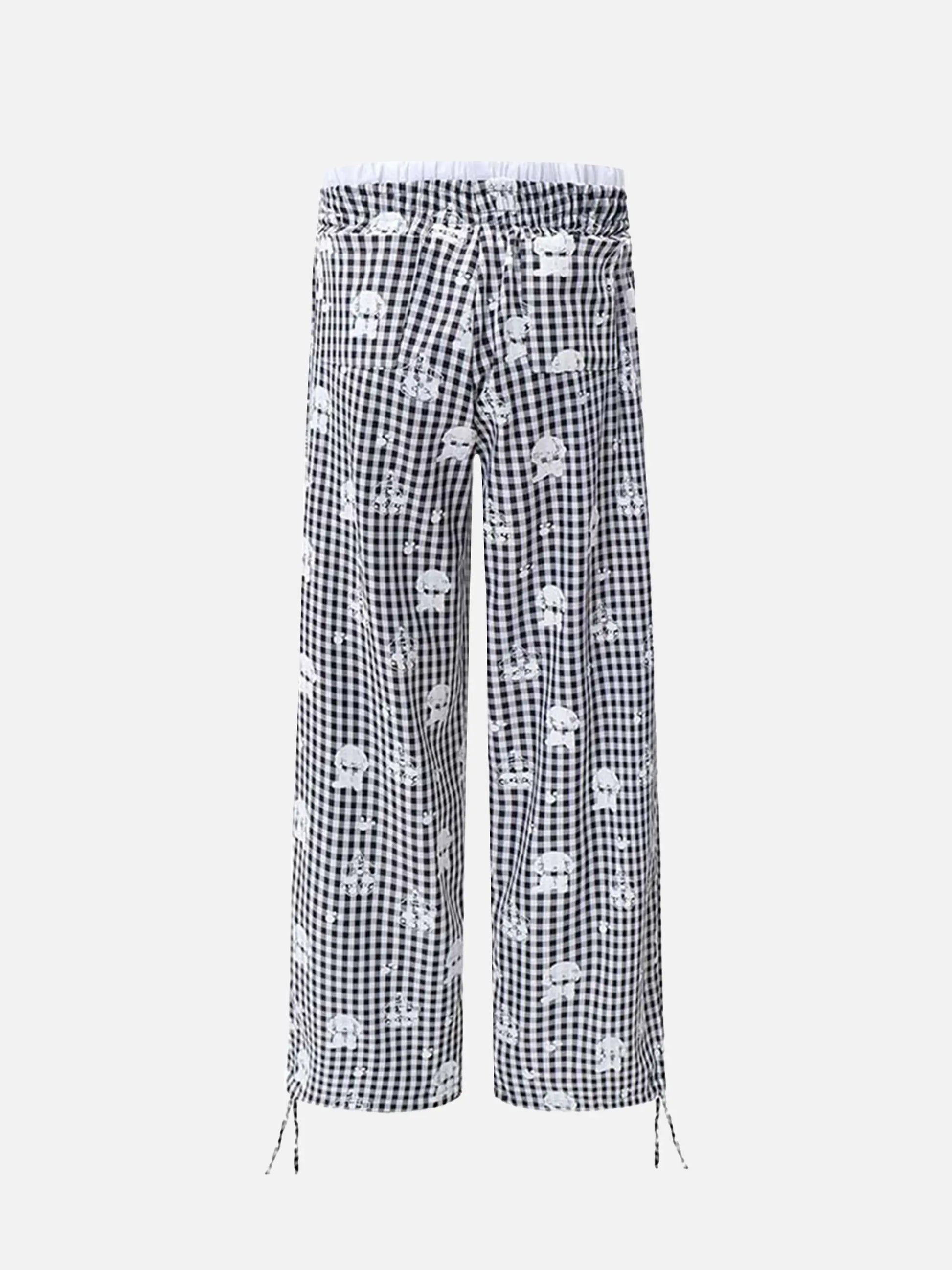 Disguisen Fake Two-piece Print Plaid Sweatpants