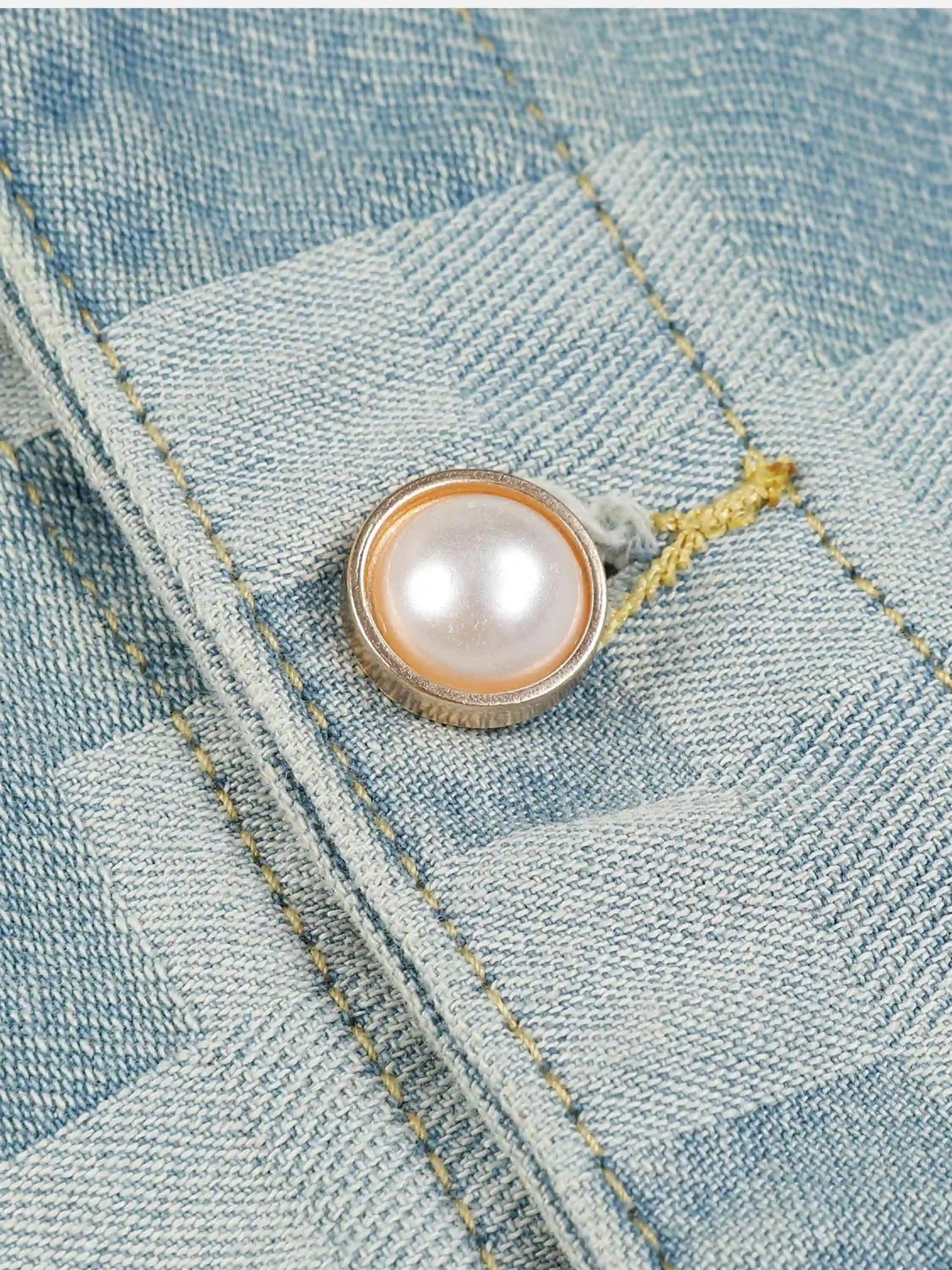 Disguisen Plaid Pearl Button Denim Jacket