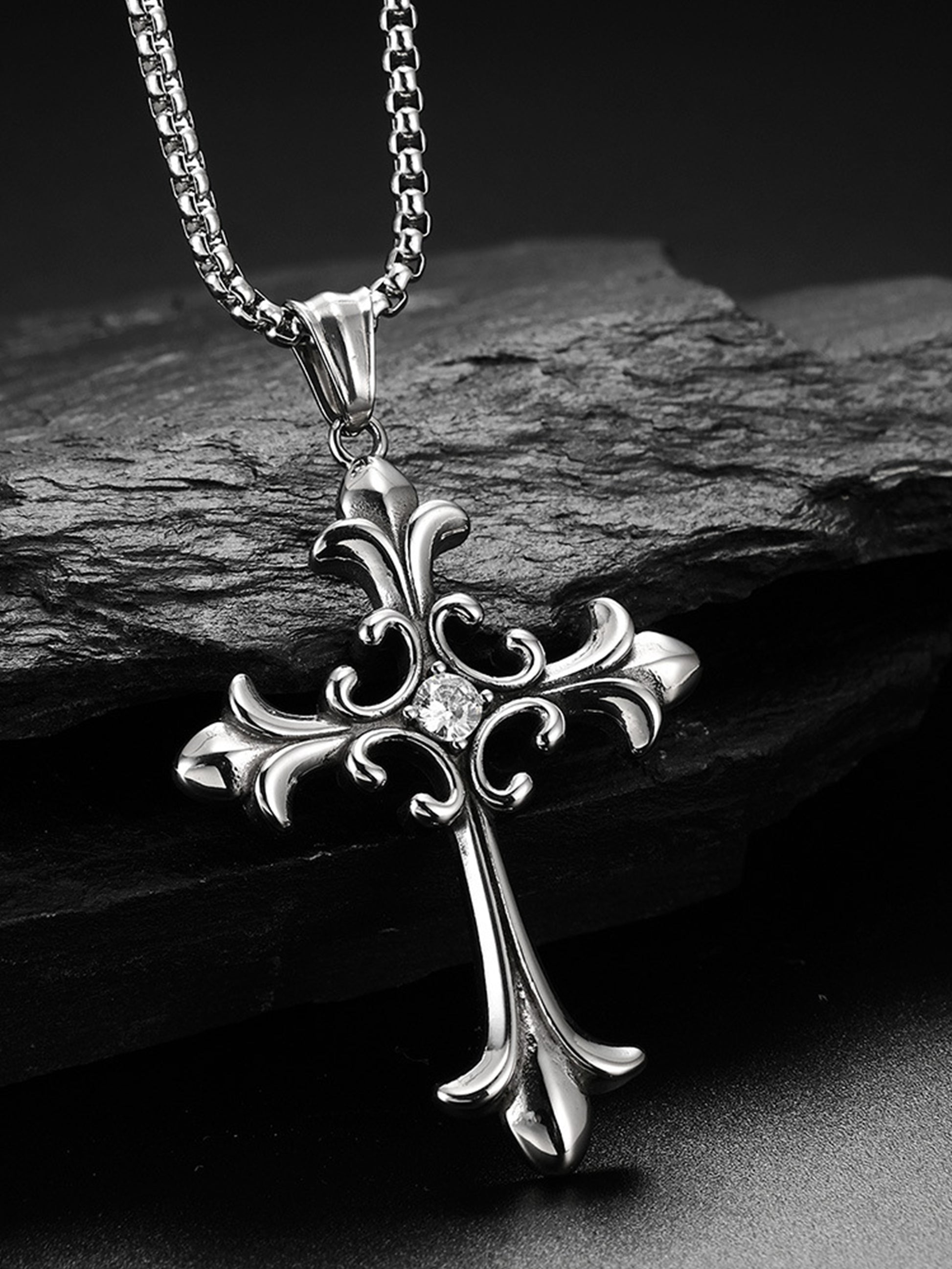Vintage Cross Diamond Cross Necklace