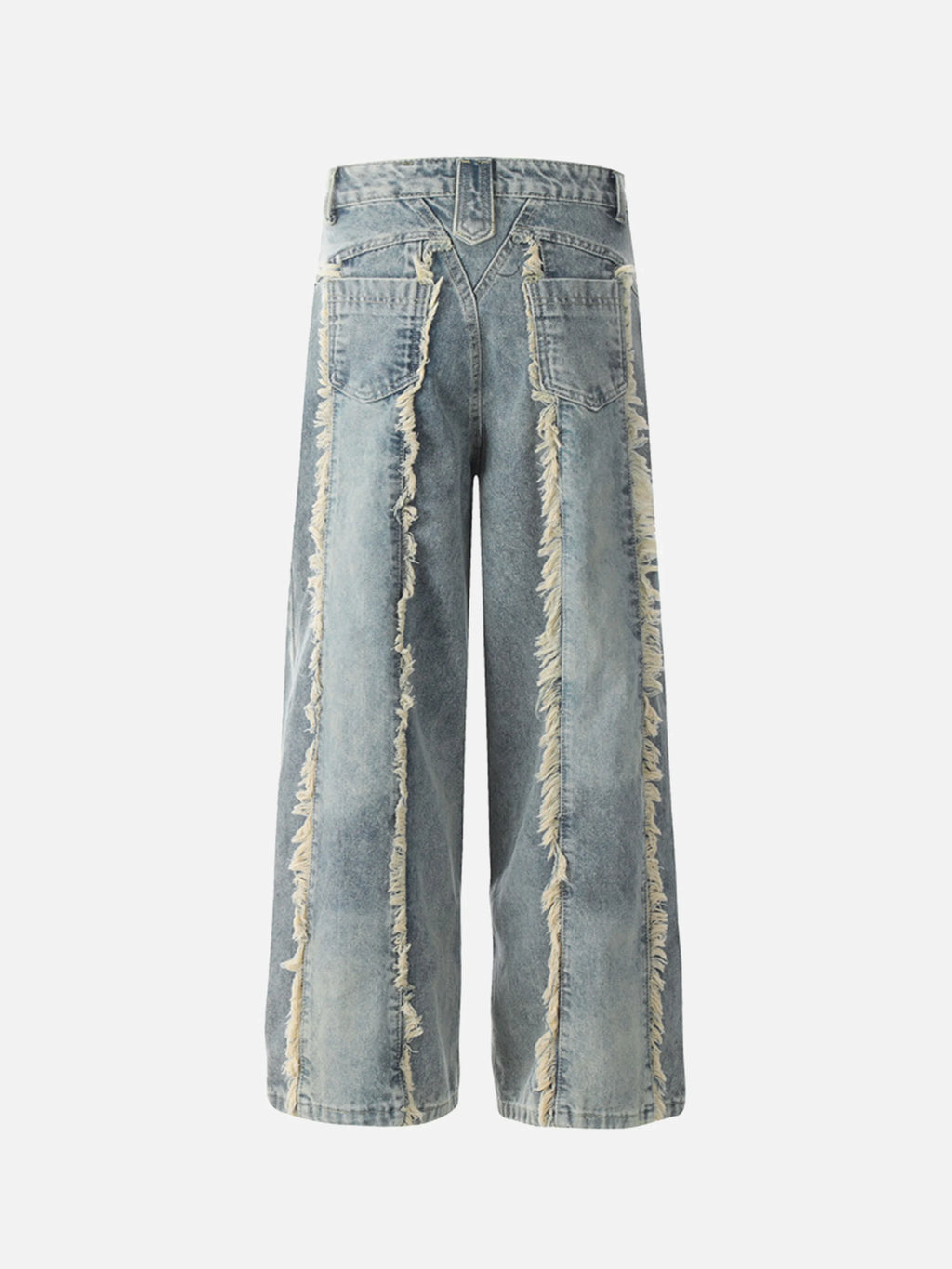 Vintage Fringed Raw-edge Jeans