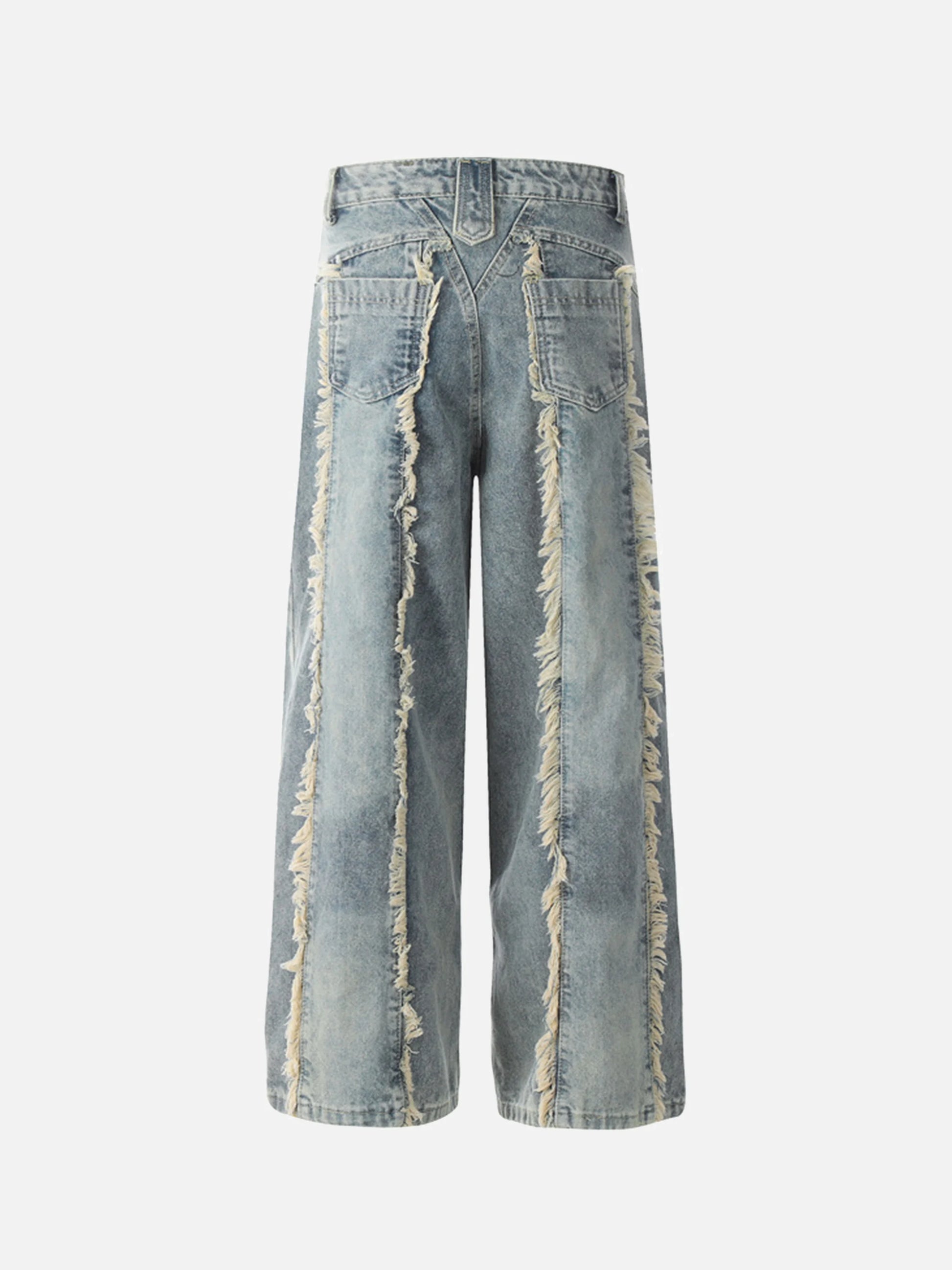 Vintage Fringed Raw-edge Jeans