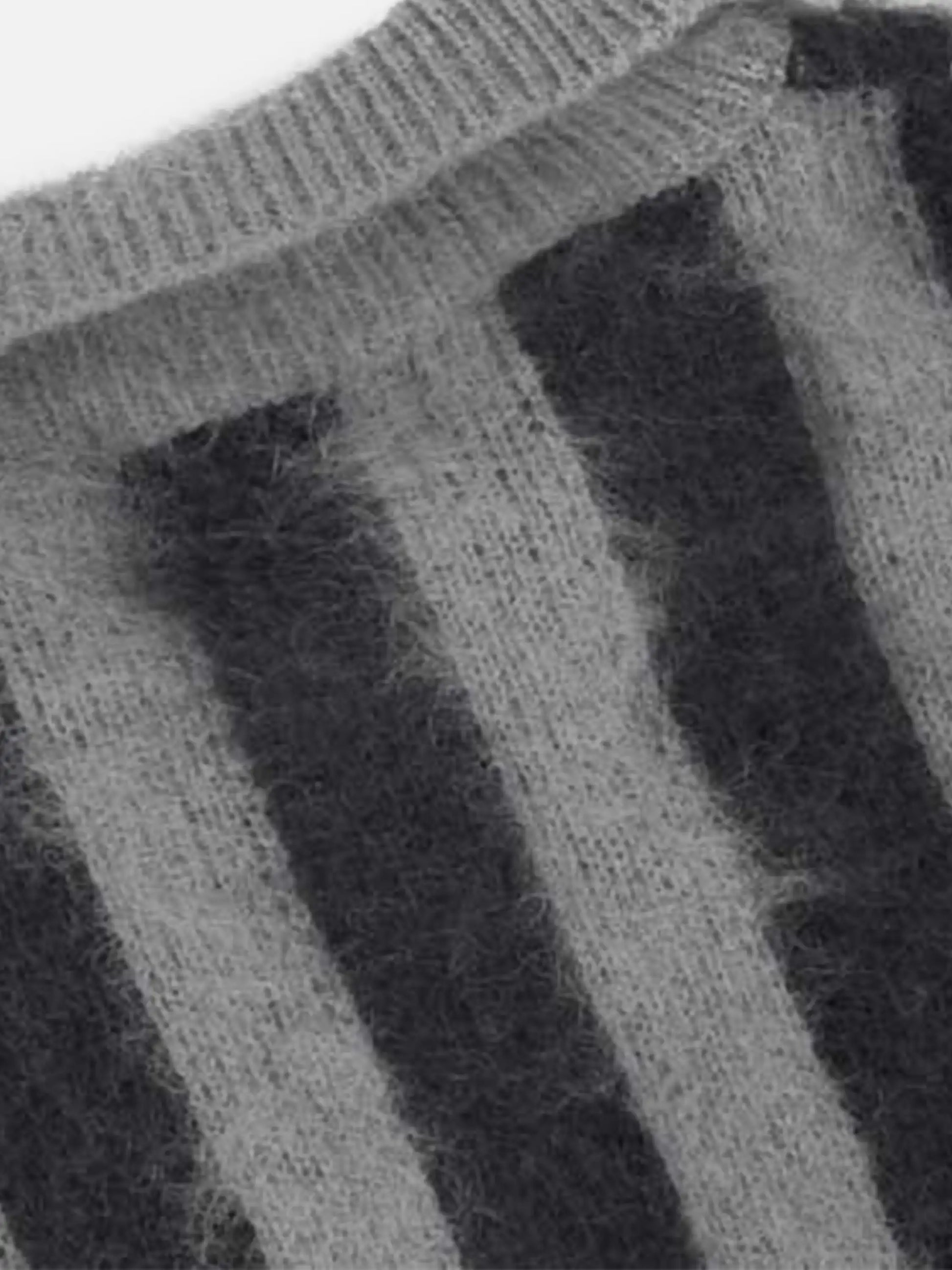 Vintage Vertical Striped Polo Collar Sweater