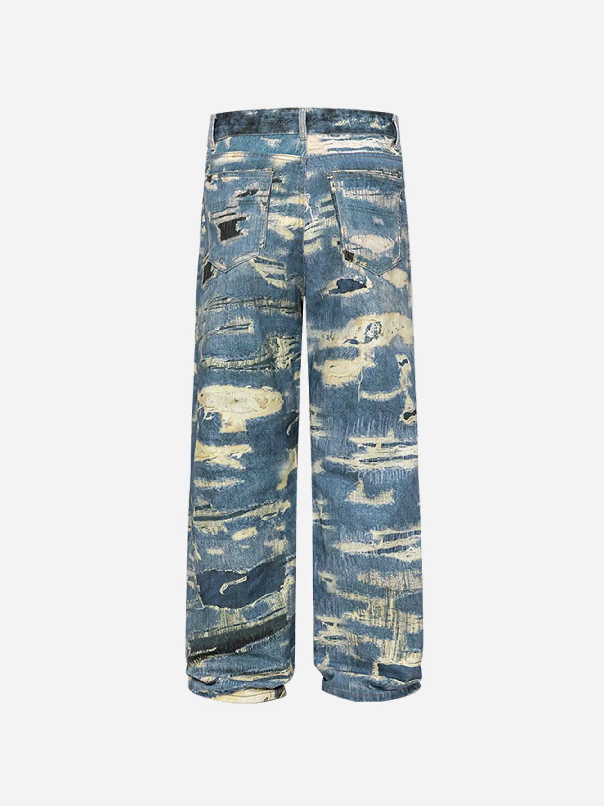 Disguisen Vintage Distressed Print "Ripped" Jeans