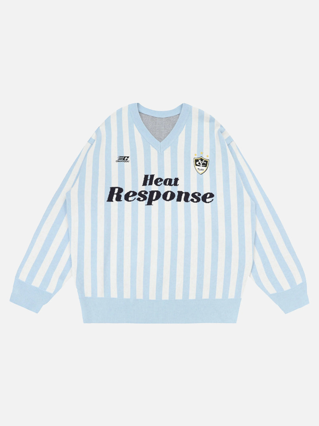 Vintage Vertical Striped Preppy V-Neck Sweater