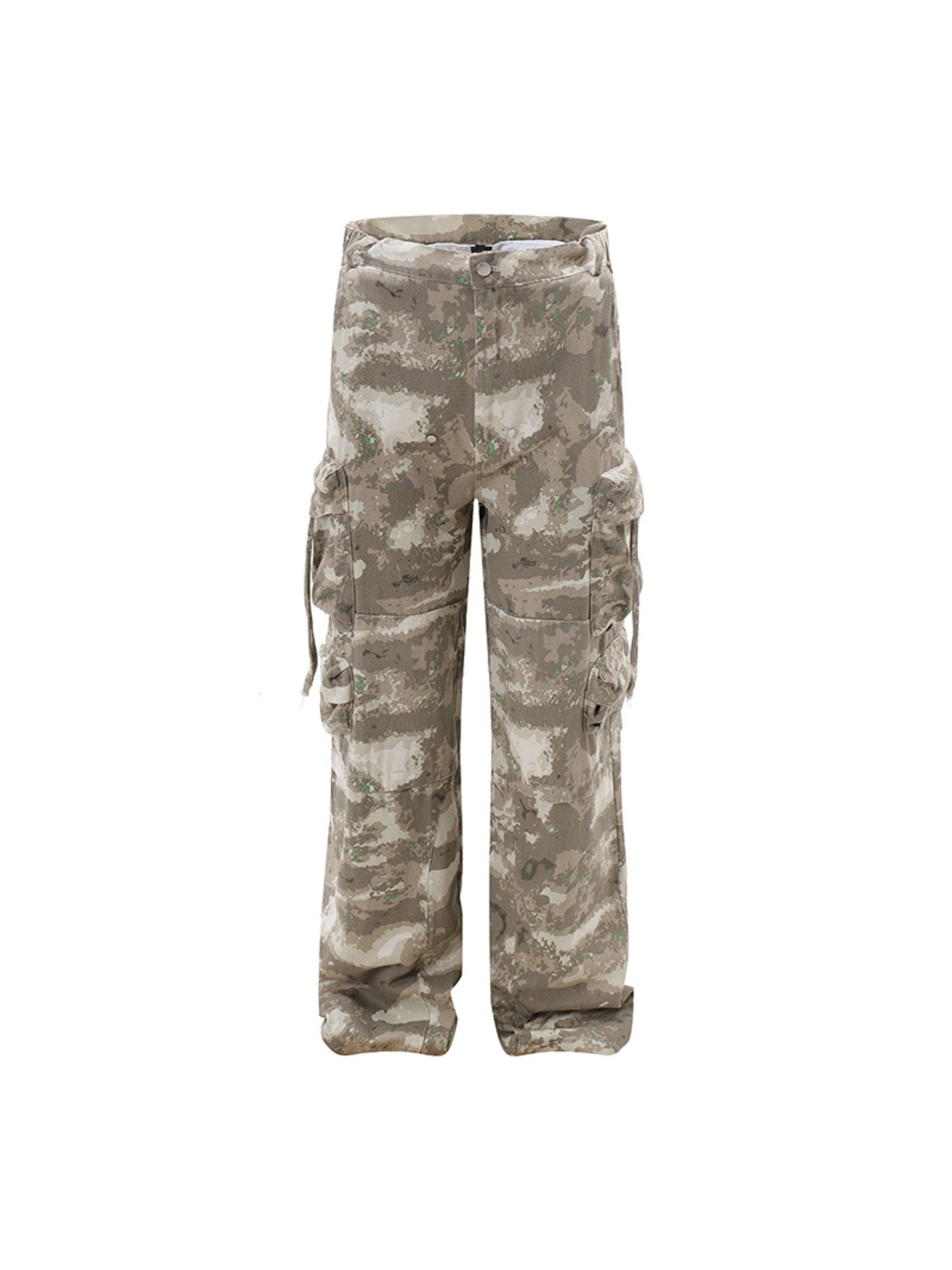 Functional Camouflage Straight-leg Cargo Pants
