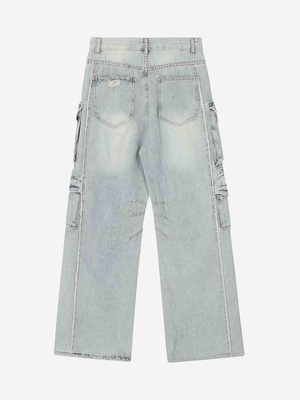 Washed Multi-pocket Work Cargo Jeans