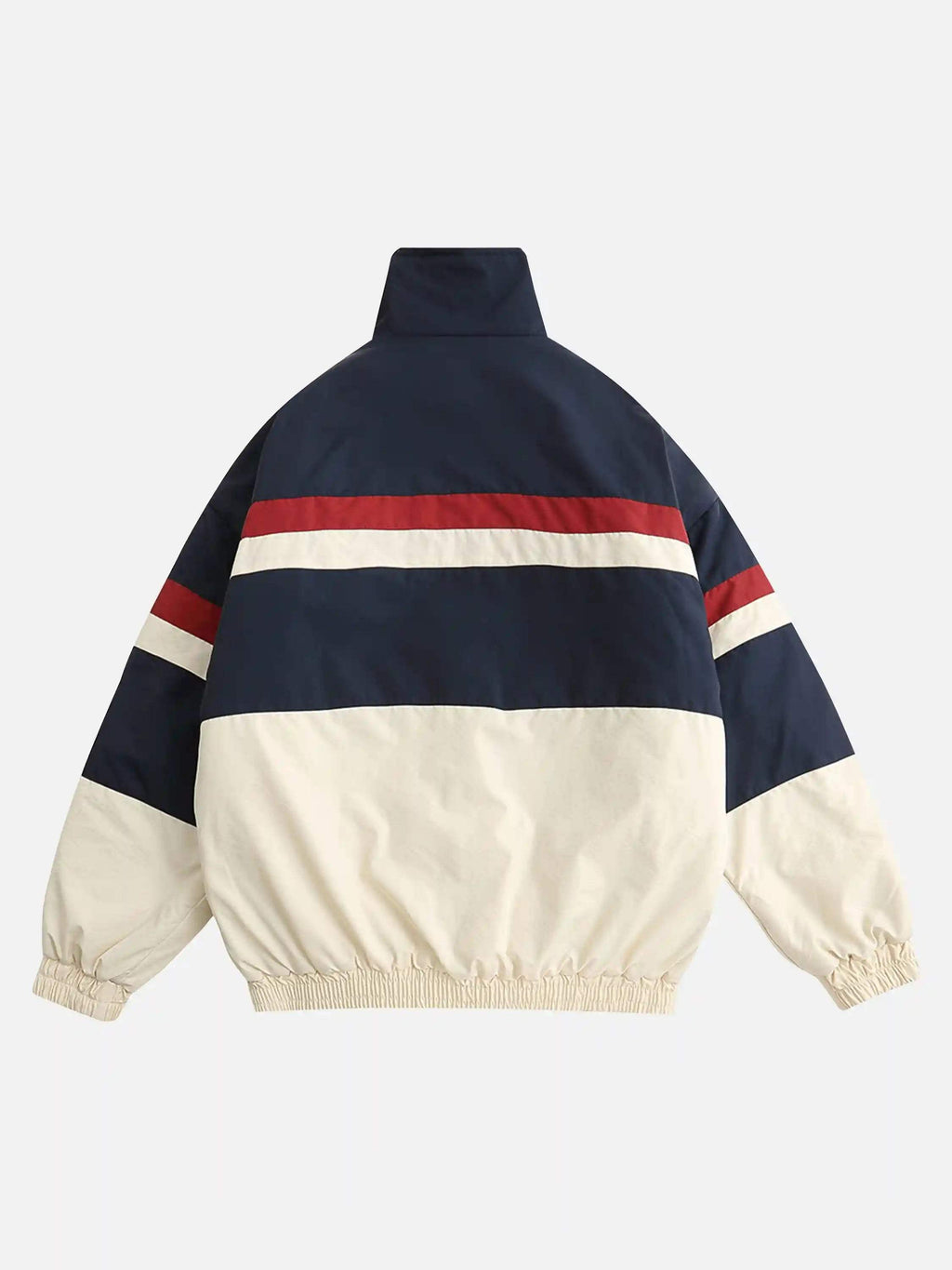 Disguisen Retro Letter Embroidery Stitching Collision Color Cotton Thickened Jacket