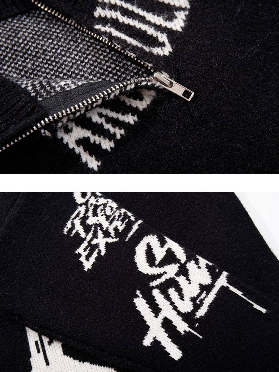 Street Letter Graffiti Jacquard Sweater