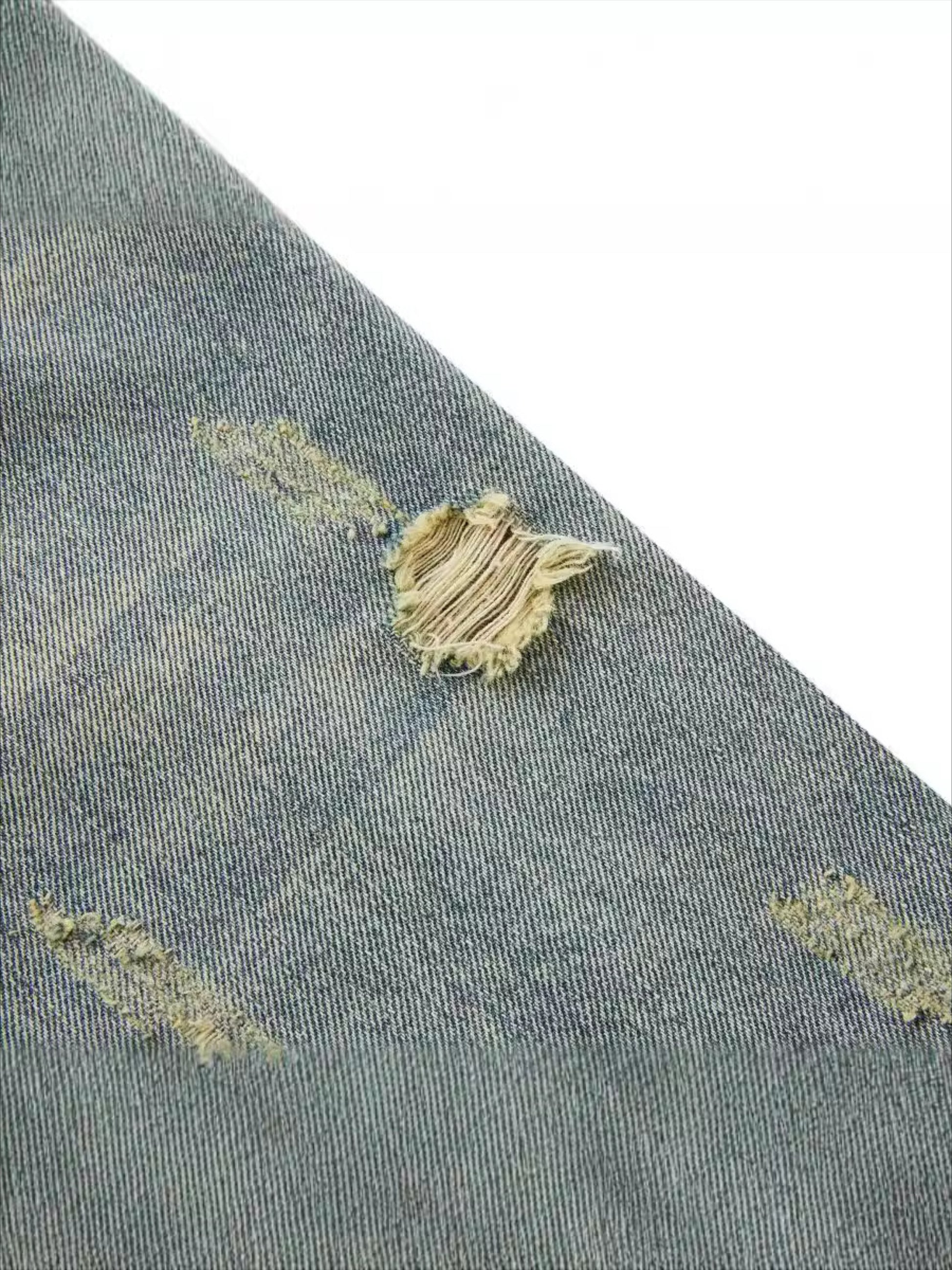 Vintage Washed Worn Loose Ripped Denim Jacket