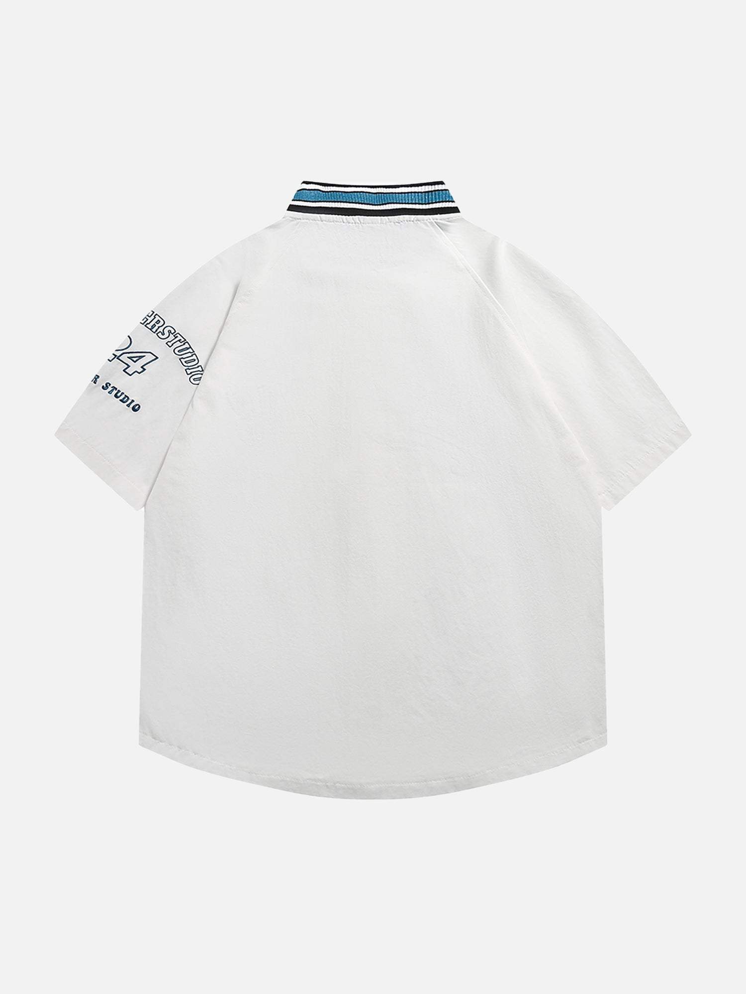 Disguisen American Retro Letter Patch Short-sleeved Shirt