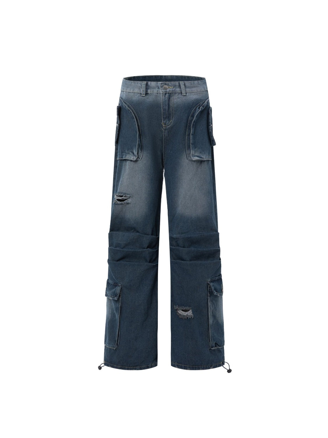 Vintage Washed Multi-pocket Jeans