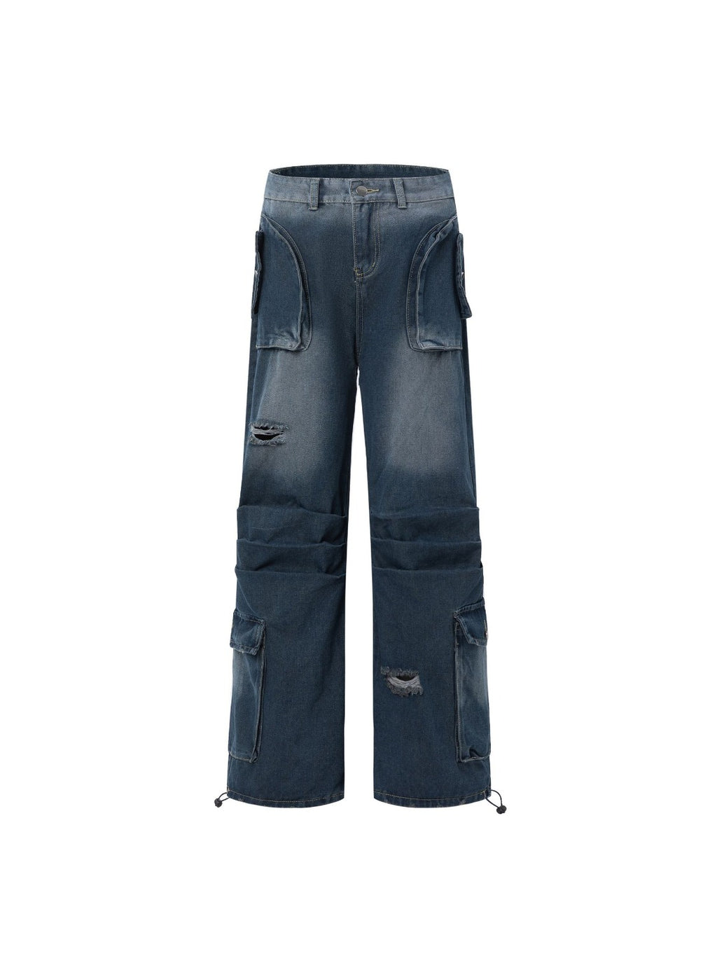Vintage Washed Multi-pocket Jeans