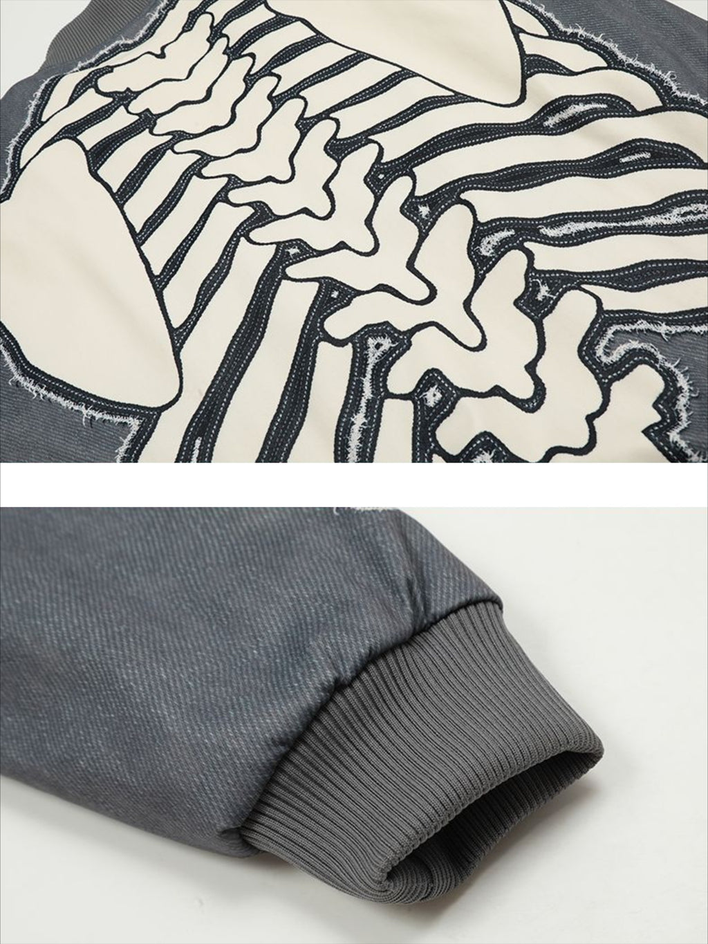 Vinatge Skull Skeleton Print Baseball Uniform Coat